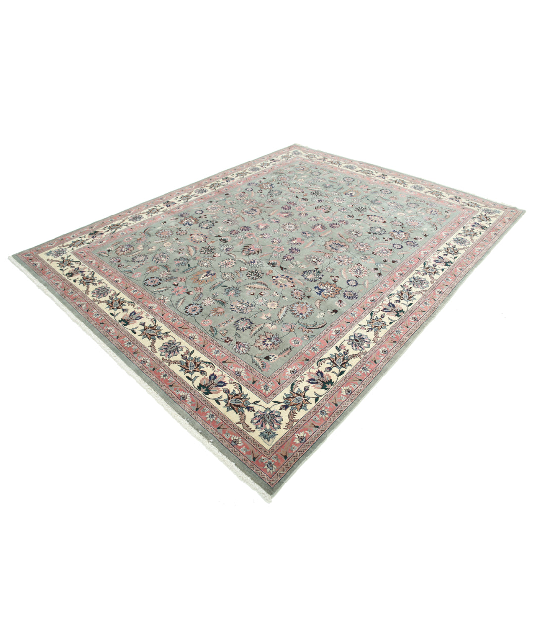 Hand Knotted Heritage Persian Style Wool Rug - 7'10'' x 10'0'' 7' 10" X 10' 0" (239 X 305) / Green / Ivory