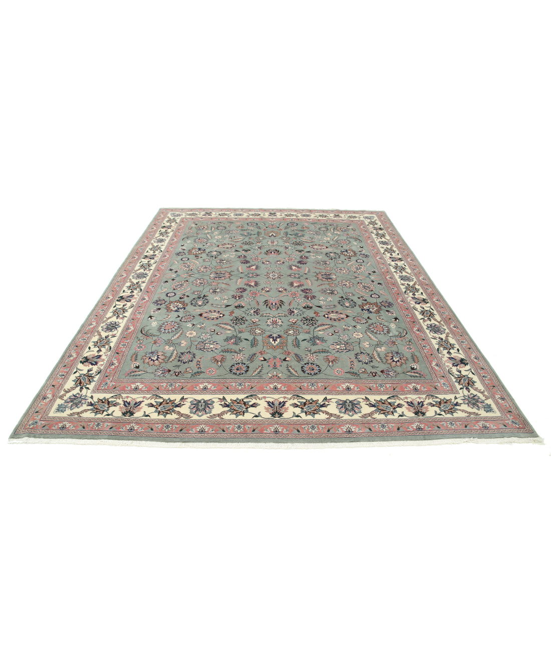 Hand Knotted Heritage Persian Style Wool Rug - 7'10'' x 10'0'' 7' 10" X 10' 0" (239 X 305) / Green / Ivory