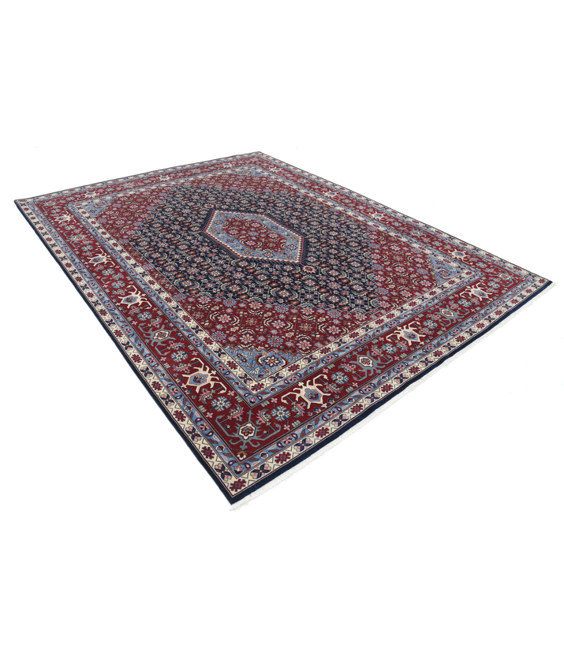 Hand Knotted Heritage Persian Style Wool Rug - 8'0'' x 10'0'' 8' 0" X 10' 0" (244 X 305) / Blue / Red