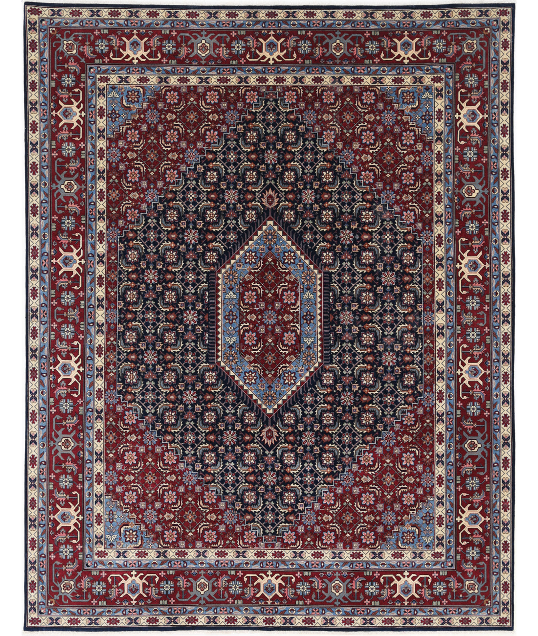 Hand Knotted Heritage Persian Style Wool Rug - 8&#39;0&#39;&#39; x 10&#39;0&#39;&#39; 8&#39; 0&quot; X 10&#39; 0&quot; (244 X 305) / Blue / Red