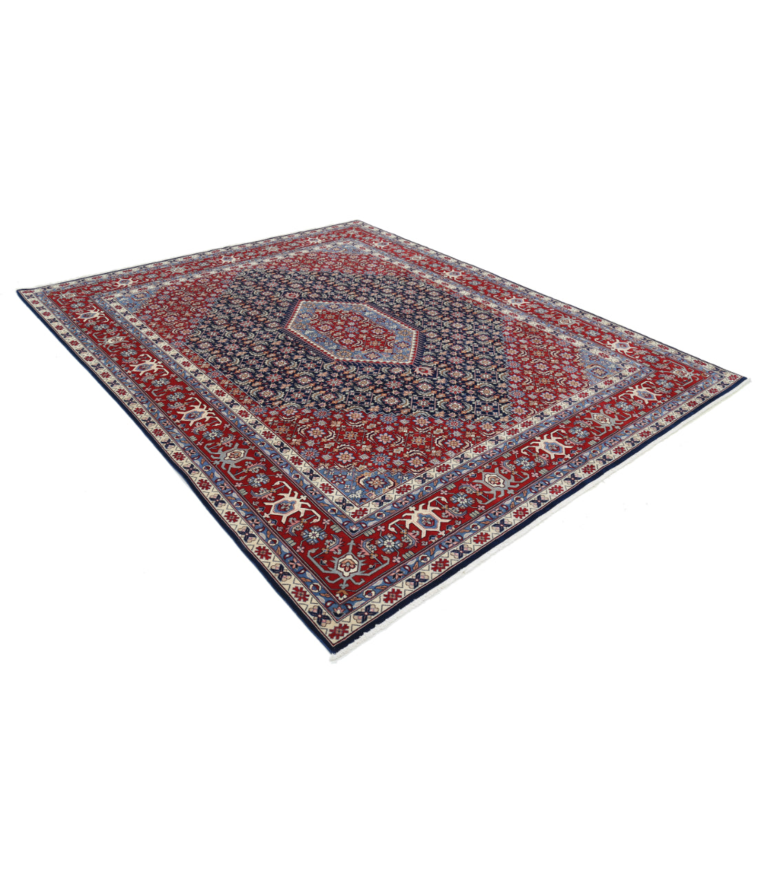 Hand Knotted Heritage Persian Style Wool Rug - 8'0'' x 9'10'' 8' 0" X 9' 10" (244 X 300) / Blue / Red