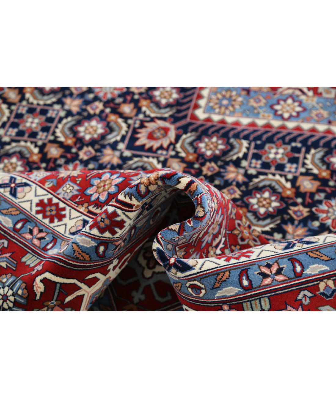 Hand Knotted Heritage Persian Style Wool Rug - 8'0'' x 9'10'' 8' 0" X 9' 10" (244 X 300) / Blue / Red