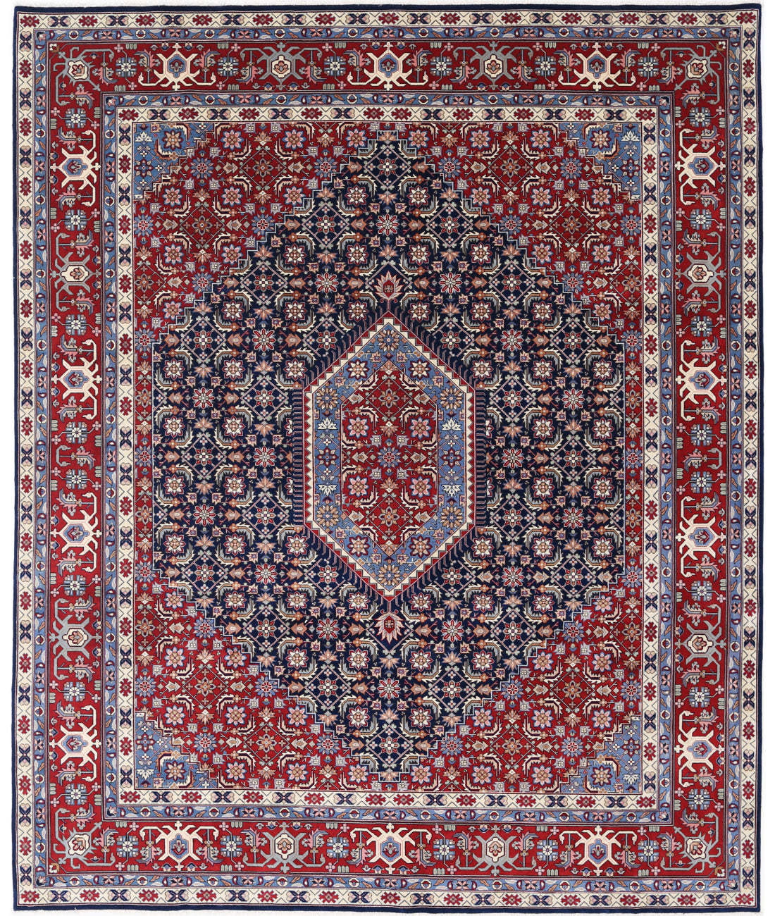 Hand Knotted Heritage Persian Style Wool Rug - 8&#39;0&#39;&#39; x 9&#39;10&#39;&#39; 8&#39; 0&quot; X 9&#39; 10&quot; (244 X 300) / Blue / Red