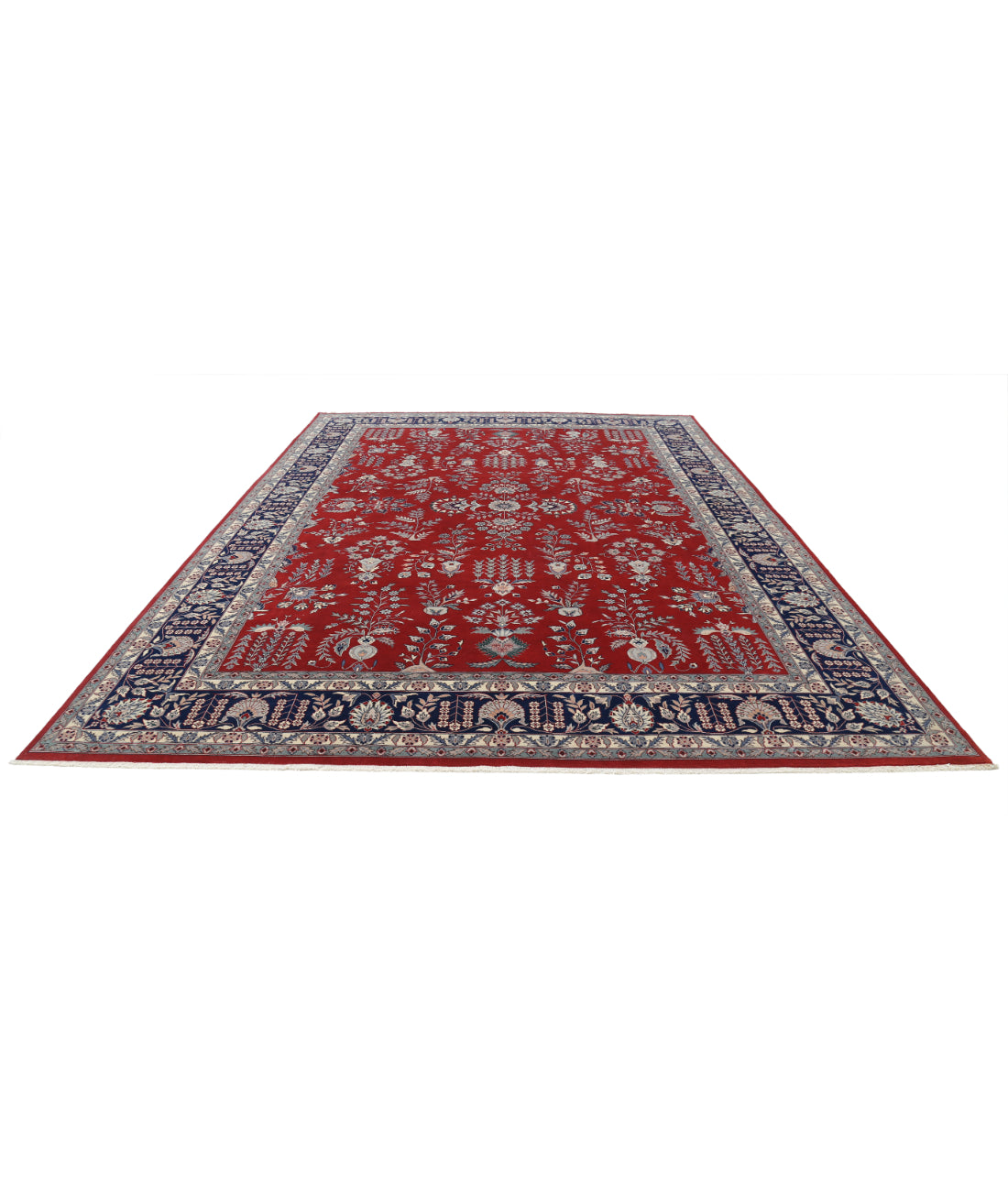 Hand Knotted Heritage Persian Style Wool Rug - 10'1'' x 13'11'' 10' 1" X 13' 11" (307 X 424) / Red / Blue