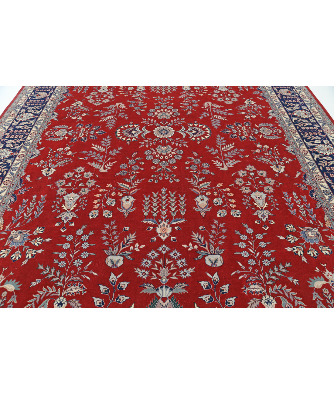 Hand Knotted Heritage Persian Style Wool Rug - 10'1'' x 13'11'' 10' 1" X 13' 11" (307 X 424) / Red / Blue