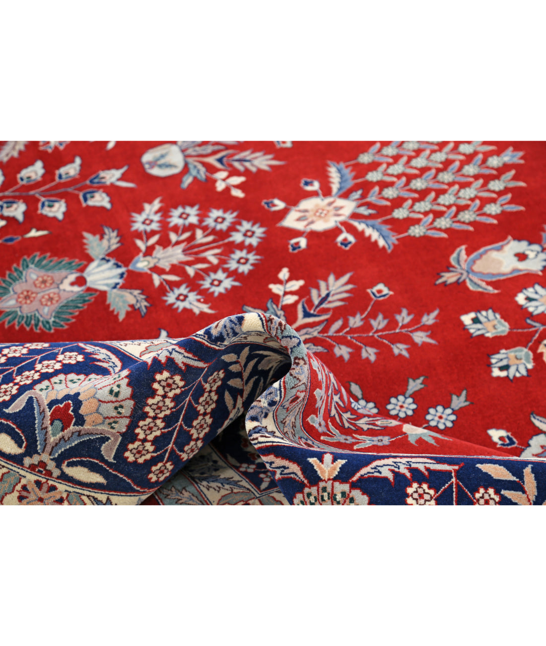 Hand Knotted Heritage Persian Style Wool Rug - 10'1'' x 13'11'' 10' 1" X 13' 11" (307 X 424) / Red / Blue