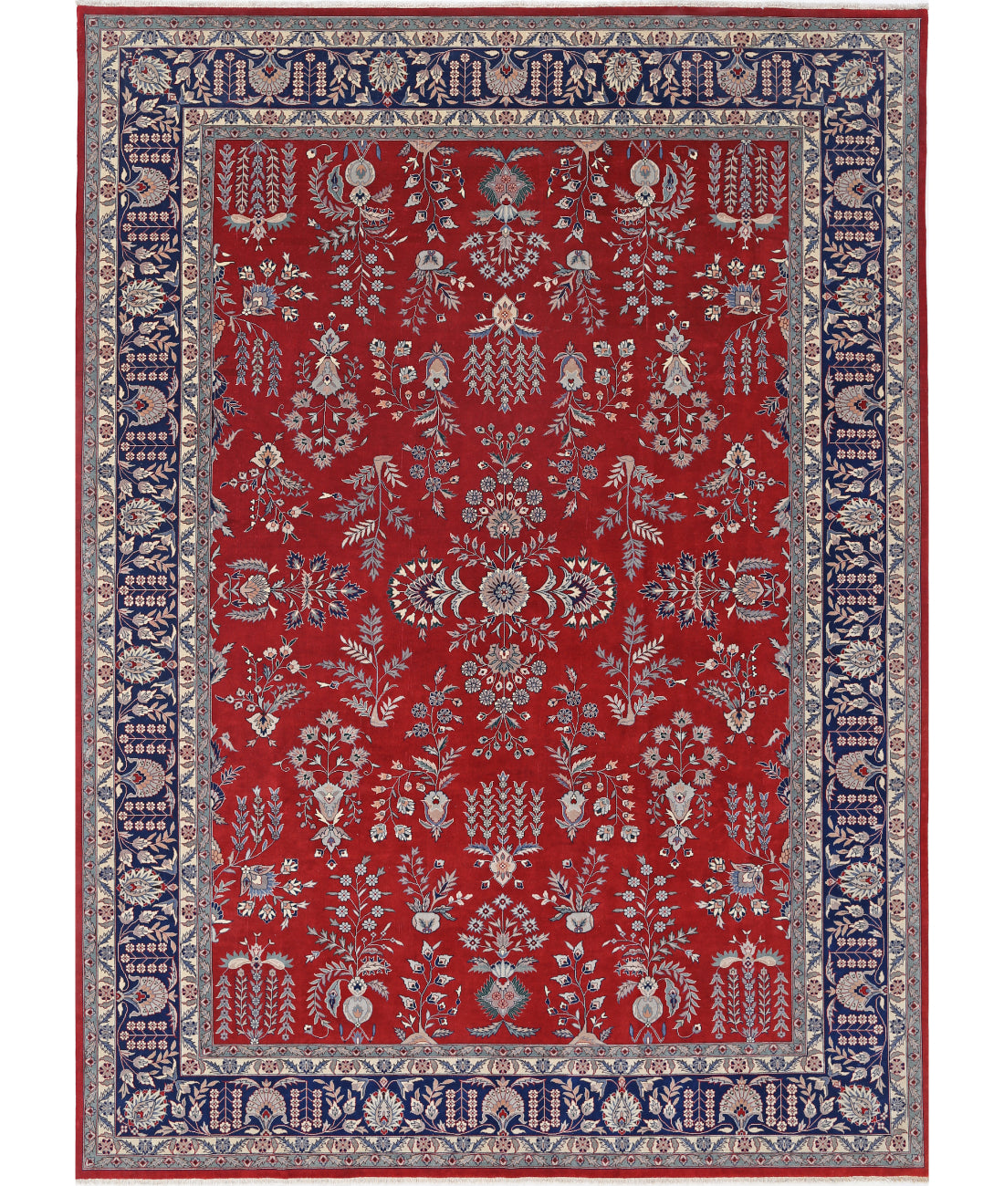 Hand Knotted Heritage Persian Style Wool Rug - 10&#39;1&#39;&#39; x 13&#39;11&#39;&#39; 10&#39; 1&quot; X 13&#39; 11&quot; (307 X 424) / Red / Blue