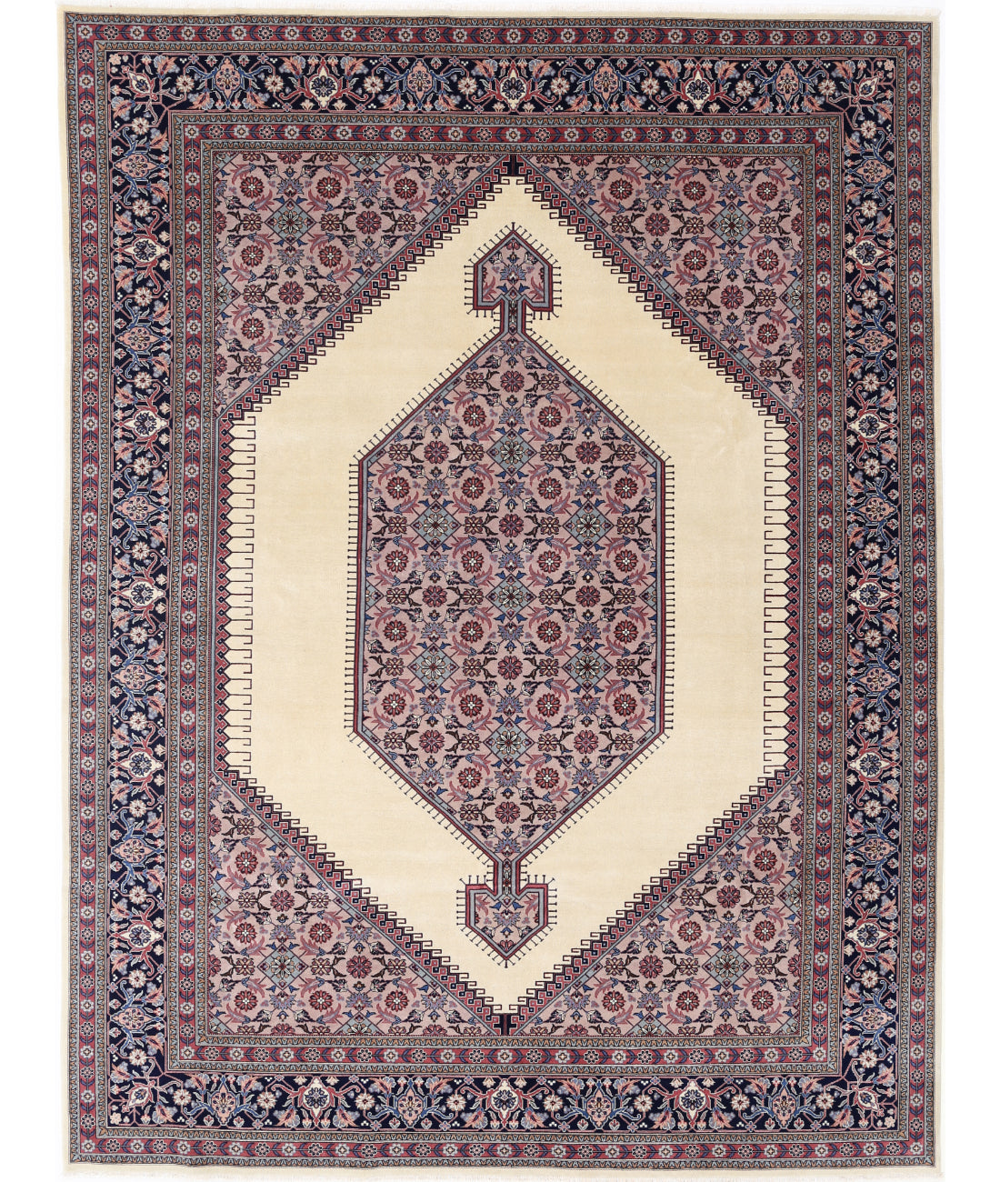 Hand Knotted Heritage Persian Style Wool Rug - 8&#39;0&#39;&#39; x 11&#39;0&#39;&#39; 8&#39; 0&quot; X 11&#39; 0&quot; (244 X 335) / Ivory / Blue