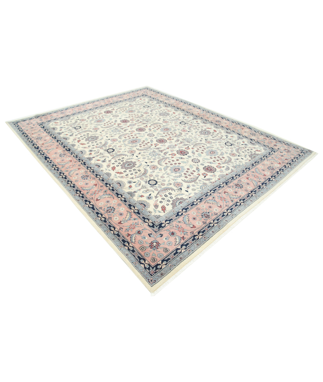 Hand Knotted Heritage Persian Style Wool Rug - 8'0'' x 9'9'' 8' 0" X 9' 9" (244 X 297) / Ivory / Pink