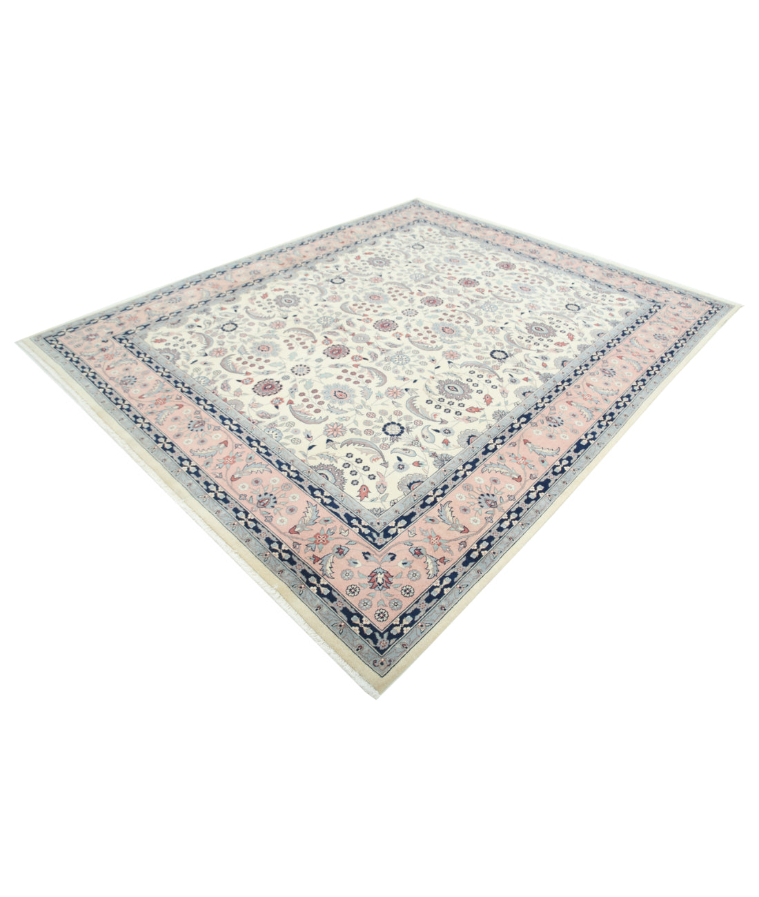 Hand Knotted Heritage Persian Style Wool Rug - 8'0'' x 9'9'' 8' 0" X 9' 9" (244 X 297) / Ivory / Pink