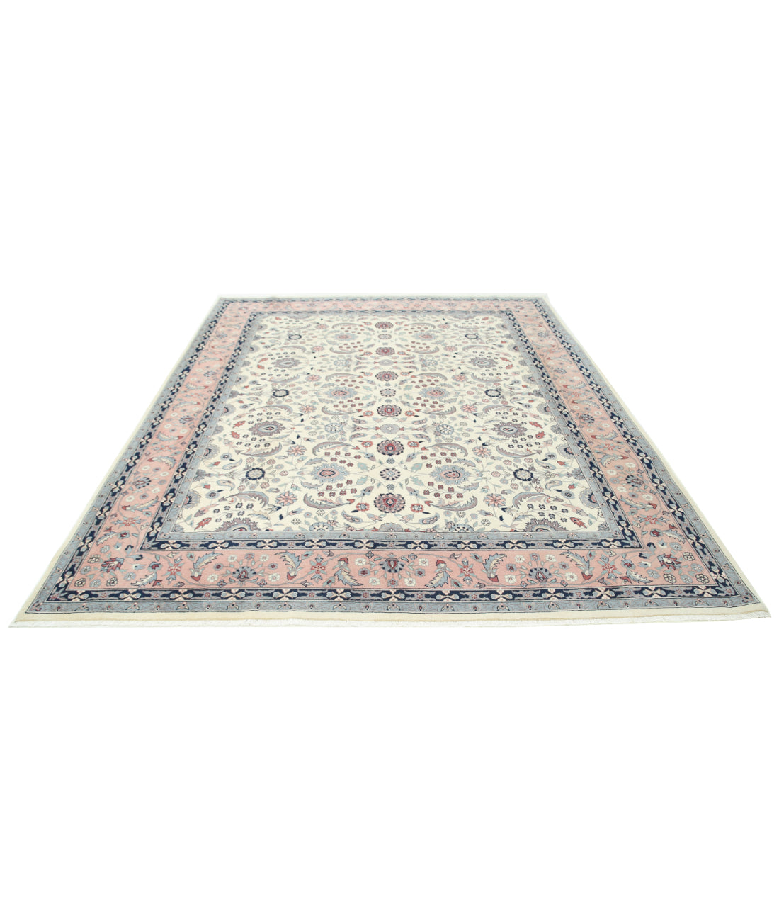Hand Knotted Heritage Persian Style Wool Rug - 8'0'' x 9'9'' 8' 0" X 9' 9" (244 X 297) / Ivory / Pink
