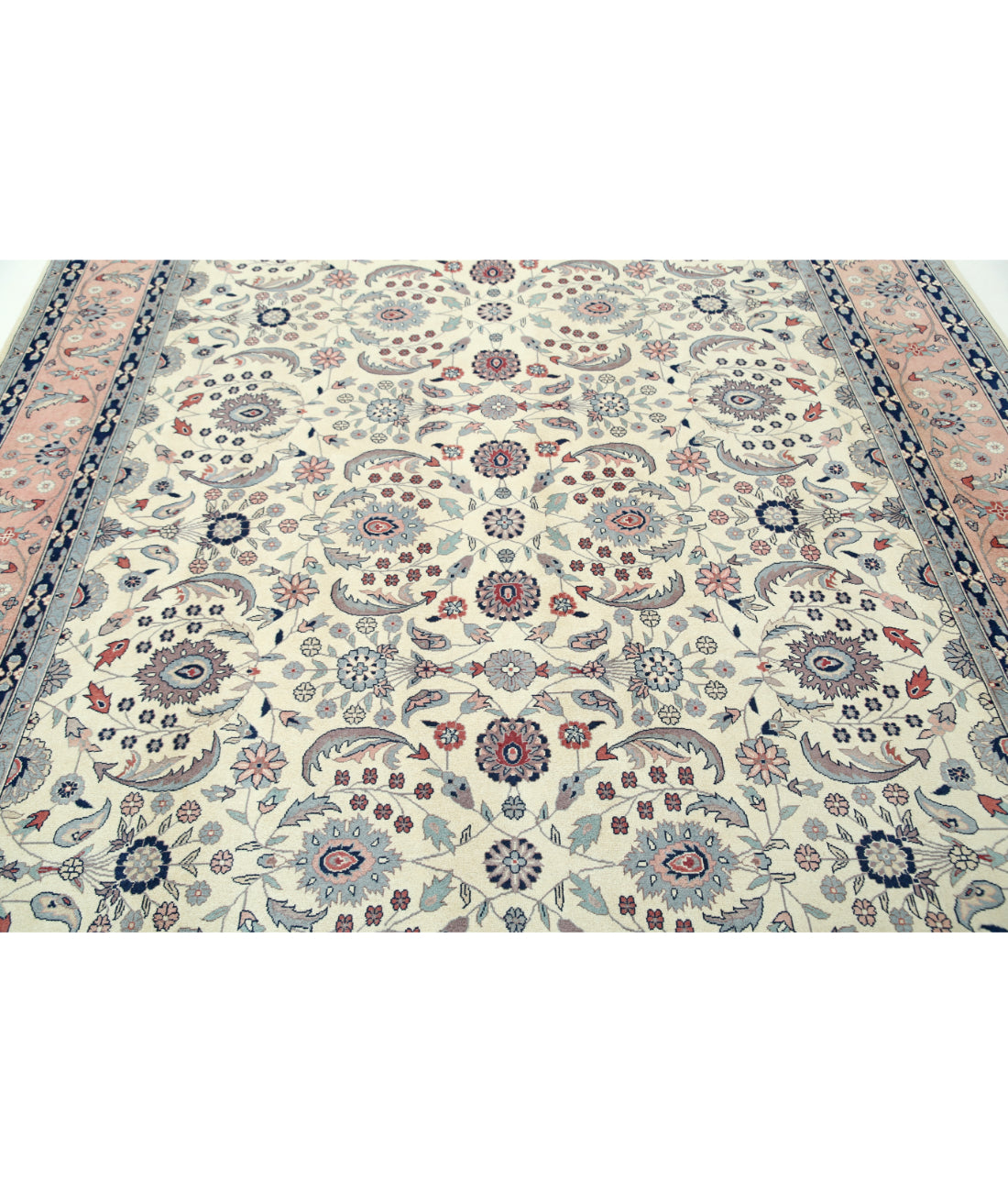 Hand Knotted Heritage Persian Style Wool Rug - 8'0'' x 9'9'' 8' 0" X 9' 9" (244 X 297) / Ivory / Pink