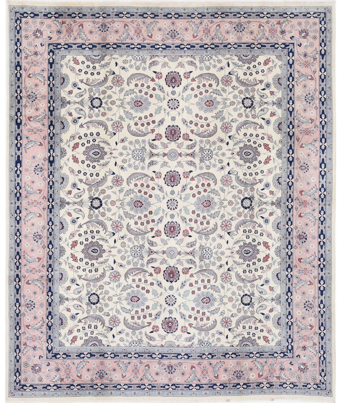 Hand Knotted Heritage Persian Style Wool Rug - 8&#39;0&#39;&#39; x 9&#39;9&#39;&#39; 8&#39; 0&quot; X 9&#39; 9&quot; (244 X 297) / Ivory / Pink