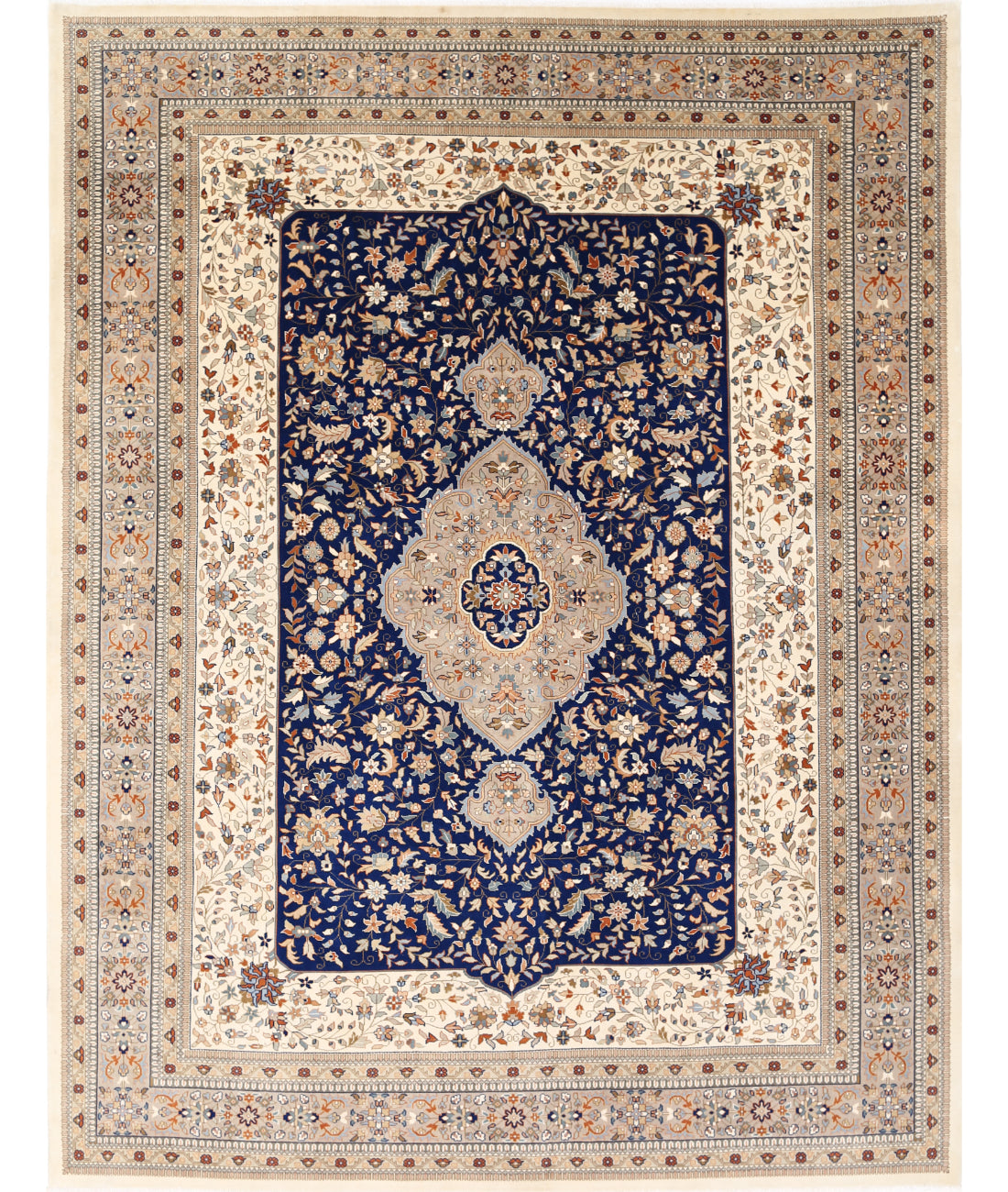 Hand Knotted Heritage Persian Style Wool Rug - 9&#39;3&#39;&#39; x 11&#39;11&#39;&#39; 9&#39; 3&quot; X 11&#39; 11&quot; (282 X 363) / Blue / Grey
