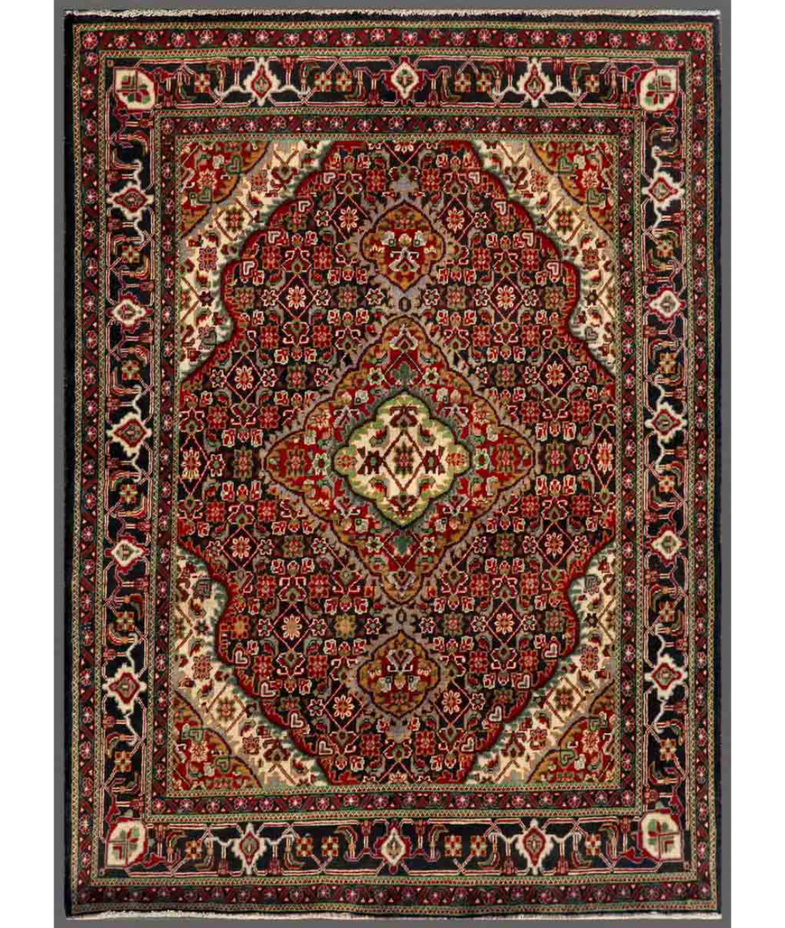 Hand Knotted Heritage Wool Rug 3' 5" X 4' 8" 3' 5" X 4' 8" (104 X 142) / Red / Blue
