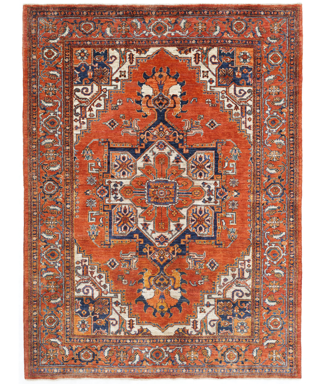Hand Knotted Heriz Wool Rug  - 5&#39; 2&quot; X 7&#39; 0&quot;