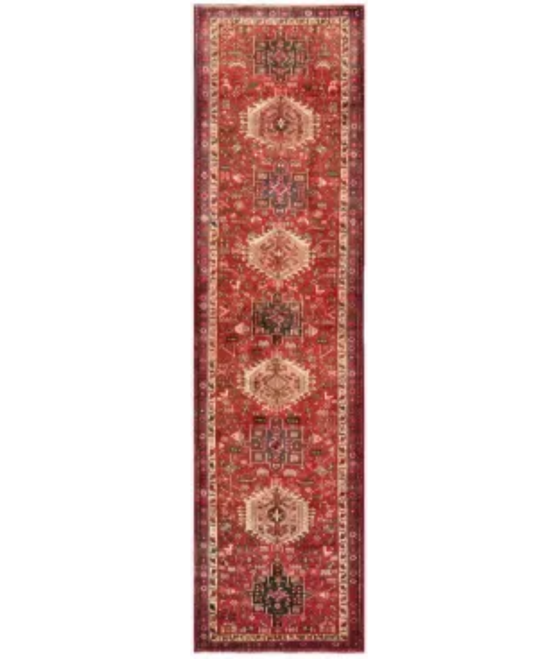 Hand Knotted Heriz Wool Rug  - 3' 4" X 11' 11"