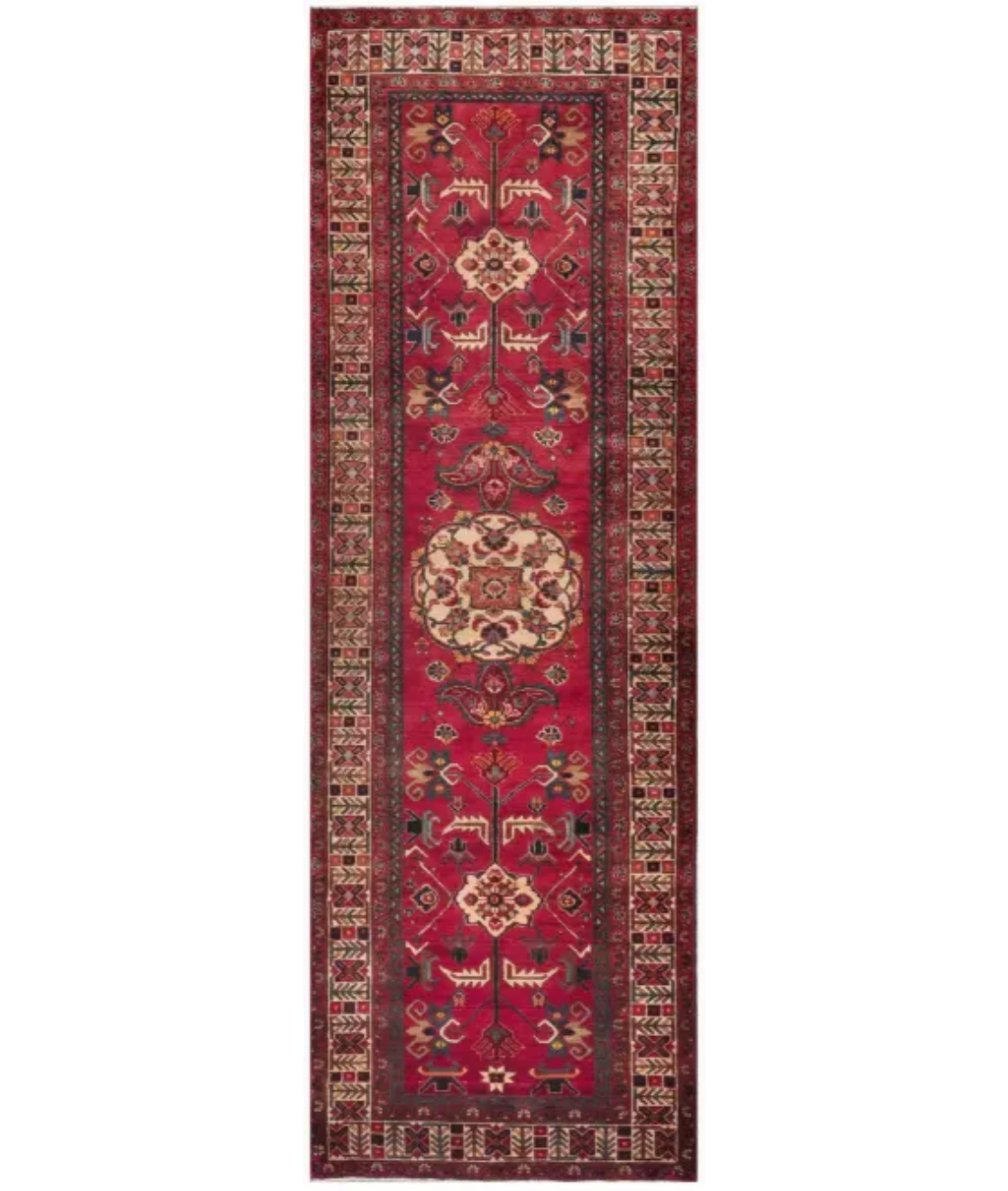 Hand Knotted Heriz Wool Rug  - 3&#39; 3&quot; X 11&#39; 1&quot;