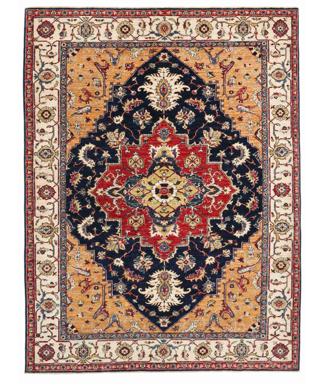 Hand Knotted Heriz Wool Rug  - 5&#39; 9&quot; X 7&#39; 7&quot;