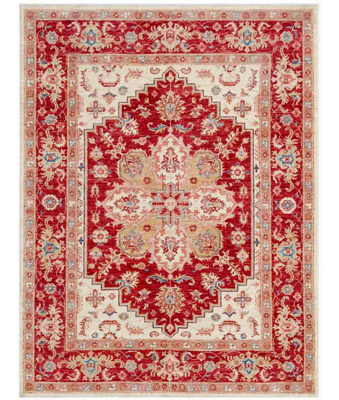 Hand Knotted Heriz Wool Rug  - 5&#39; 0&quot; X 6&#39; 5&quot;