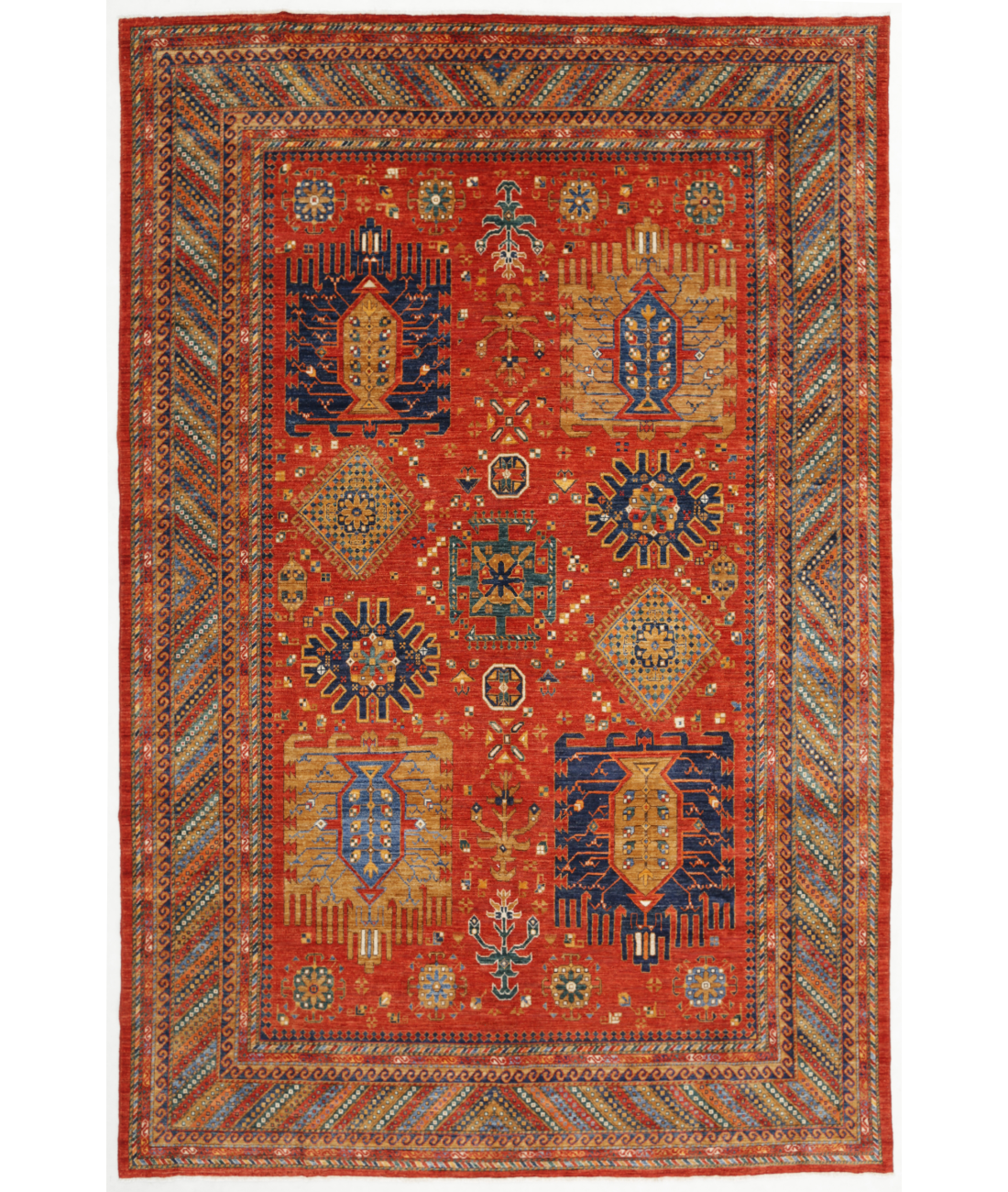 Hand Knotted Humna Wool Rug 9' 6" X 14' 0" 9' 6" X 14' 0" (290 X 427) / Rust / Multi