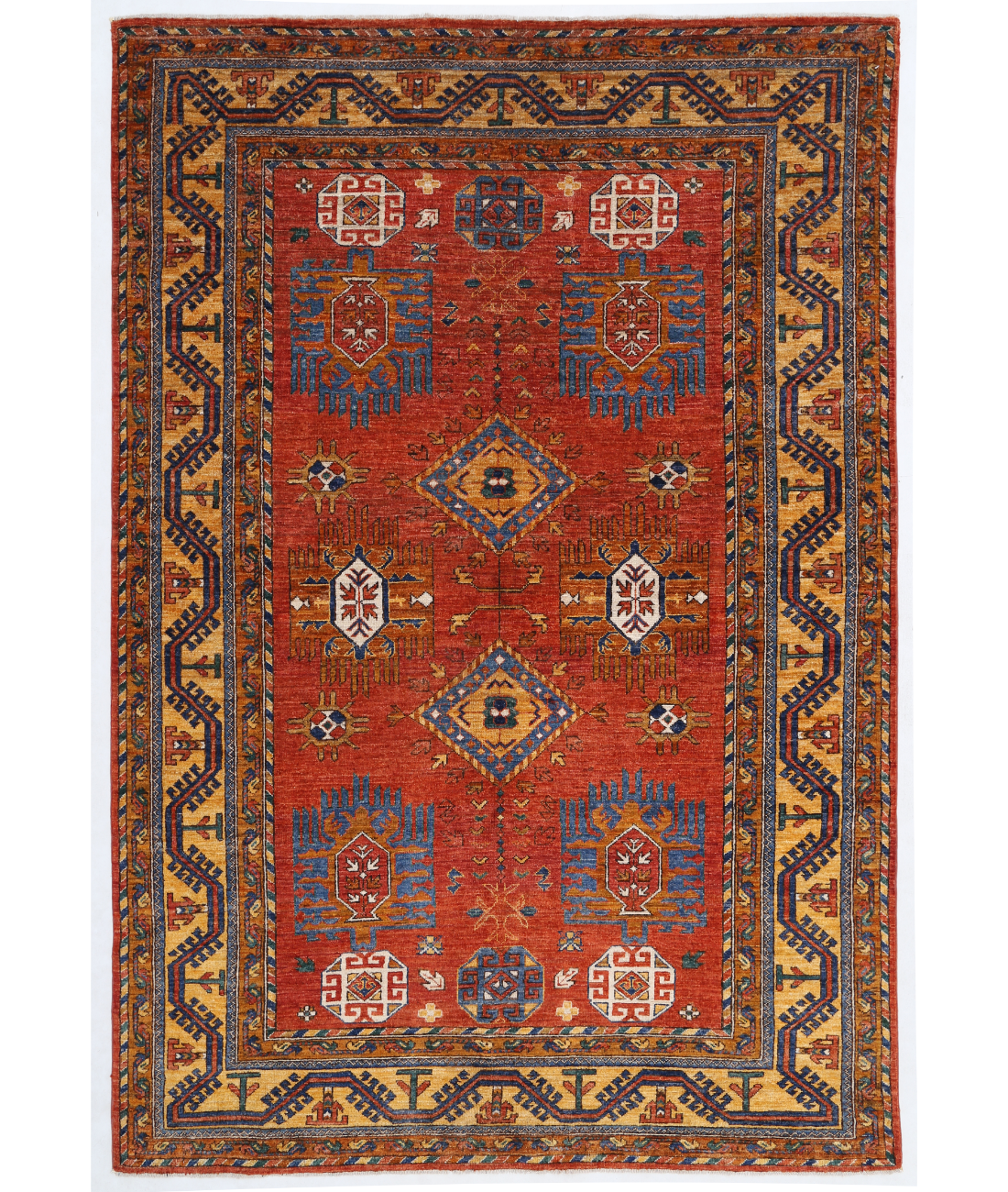Hand Knotted Humna Wool Rug  - 6&#39; 1&quot; X 9&#39; 2&quot;
