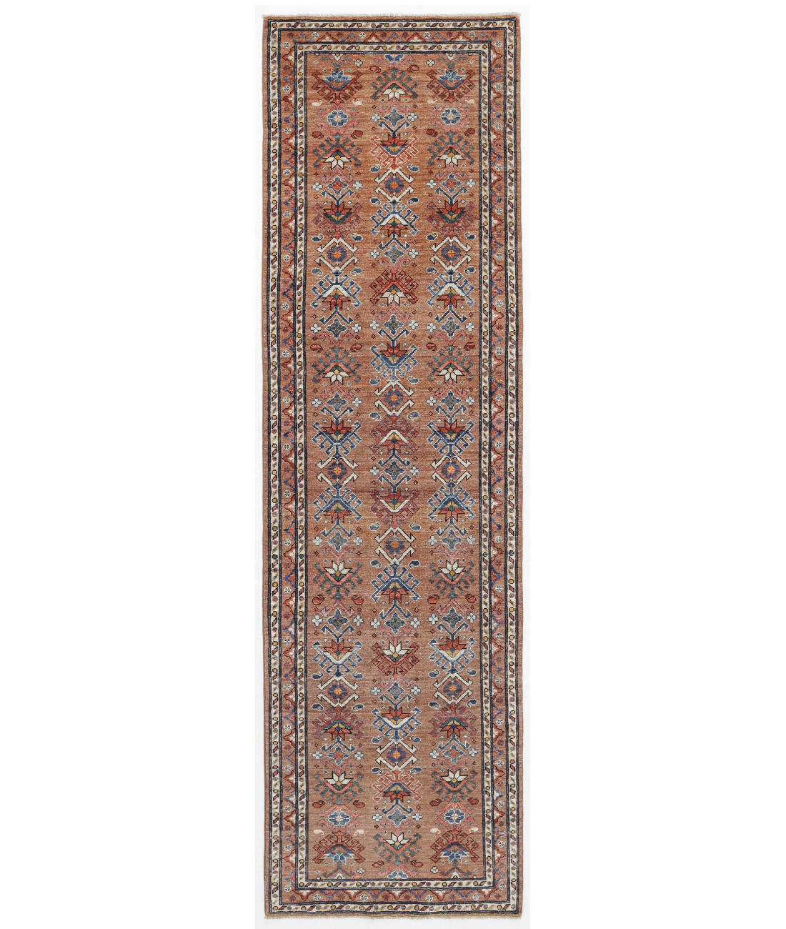 Hand Knotted Humna Wool Rug 3' 0" X 10' 6" 3' 0" X 10' 6" (91 X 320) / Taupe / Ivory