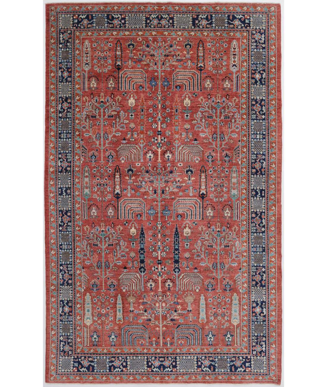 Hand Knotted Humna Wool Rug 8' 1" X 13' 2" 8' 1" X 13' 2" (246 X 401) / Red / Blue