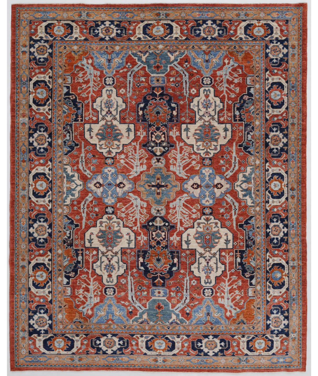 Hand Knotted Humna Wool Rug 8' 0" X 9' 11" 8' 0" X 9' 11" (244 X 302) / Red / Blue