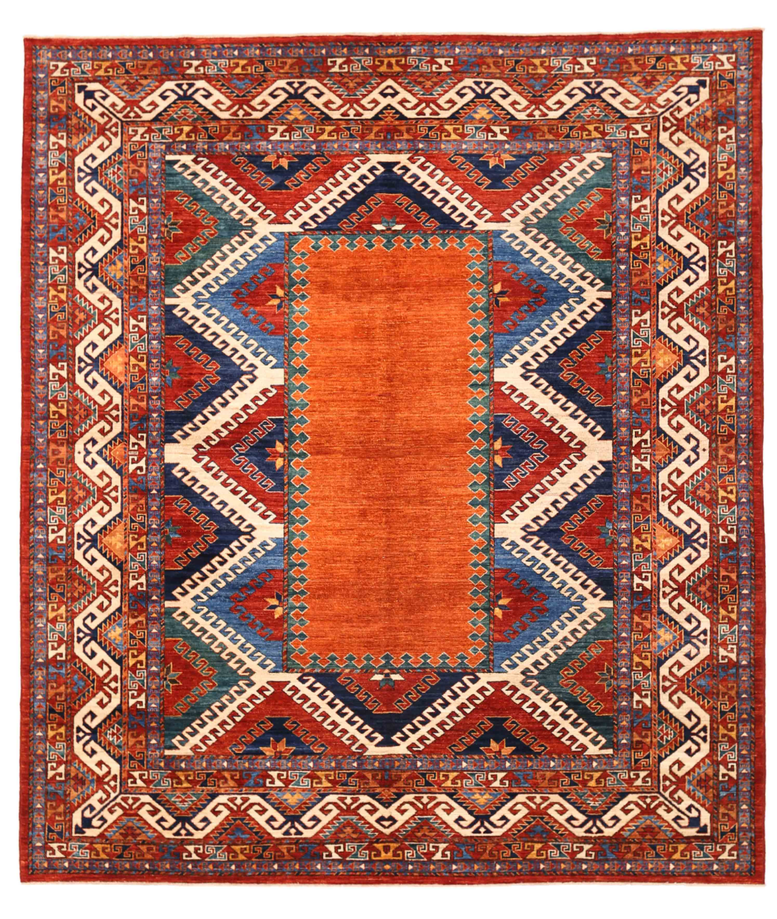 Hand Knotted Humna Wool Rug 8' 4" X 9' 10" 8' 4" X 9' 10" (254 X 300) / Red / Ivory