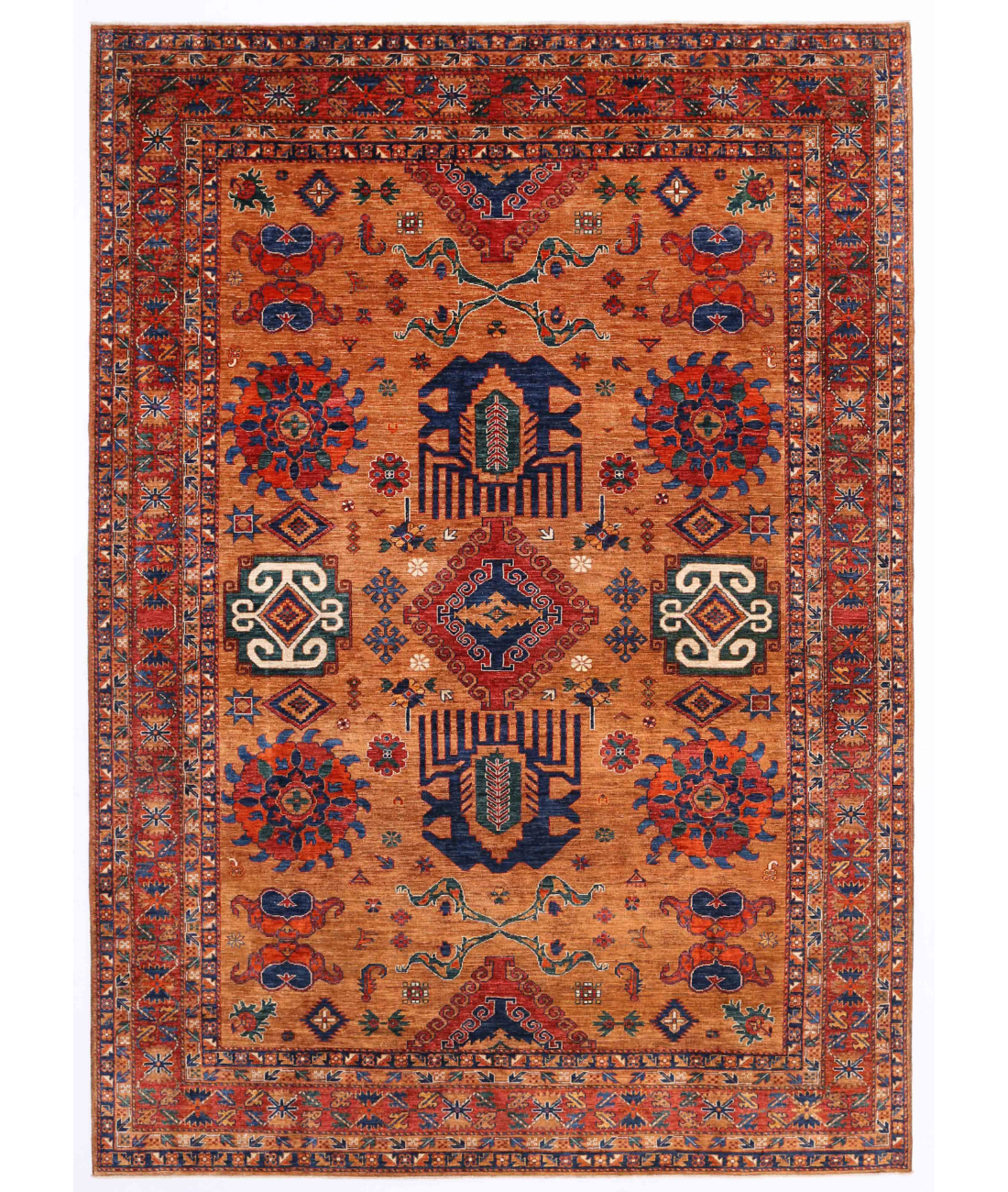 Hand Knotted Humna Wool Rug 8' 10" X 12' 7" 8' 10" X 12' 7" (269 X 383) / Gold / Rust