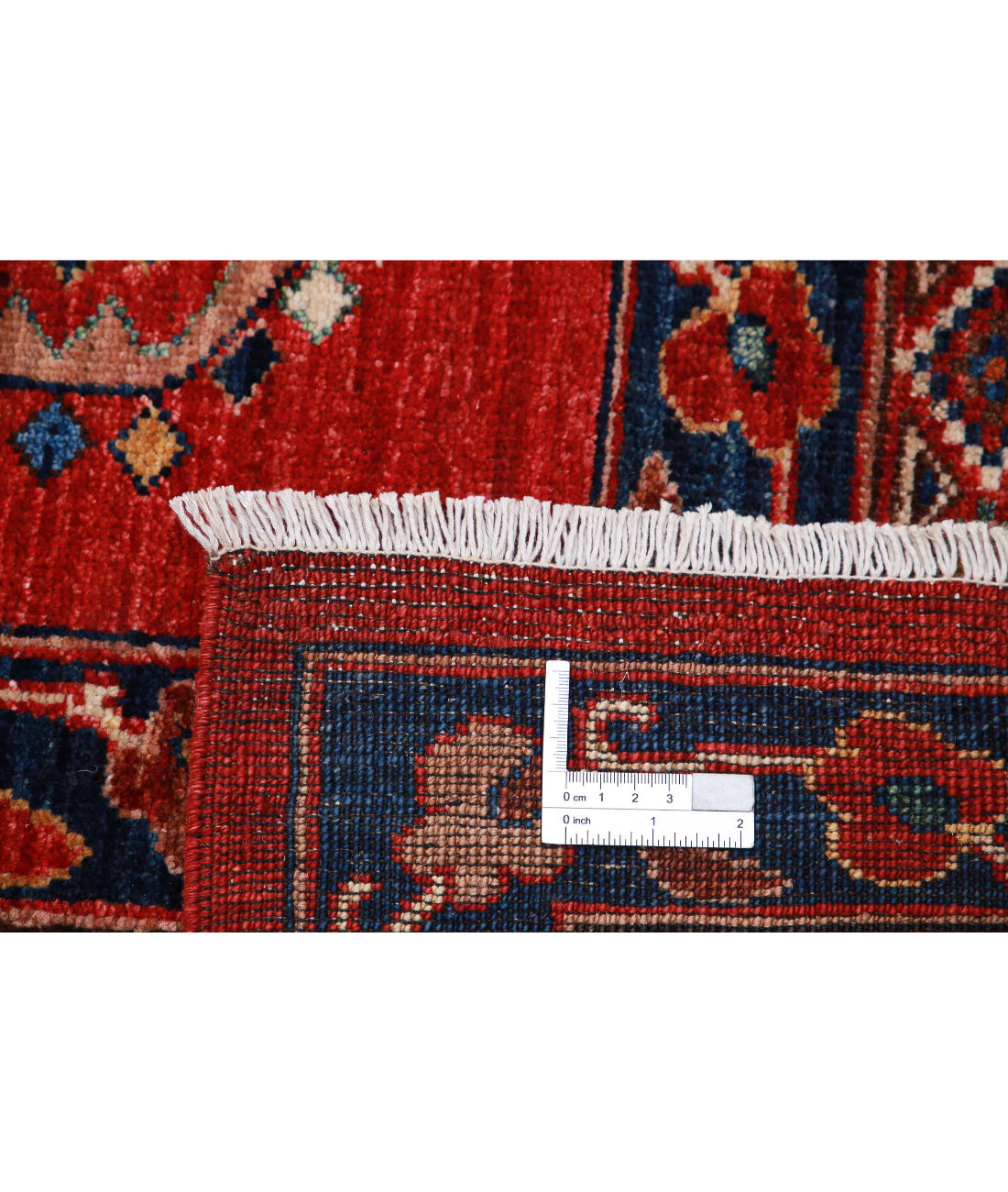 Hand Knotted Nomadic Caucasian Humna Wool Rug - 13'3'' x 16'7'' 13'3'' x 16'7'' (398 X 498) / Red / Blue
