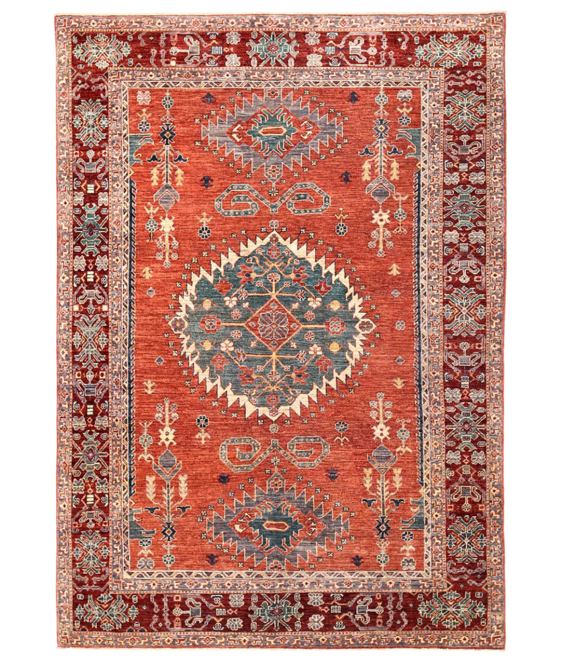 Hand Knotted Humna Wool Rug  - 5&#39; 8&quot; X 7&#39; 11&quot;