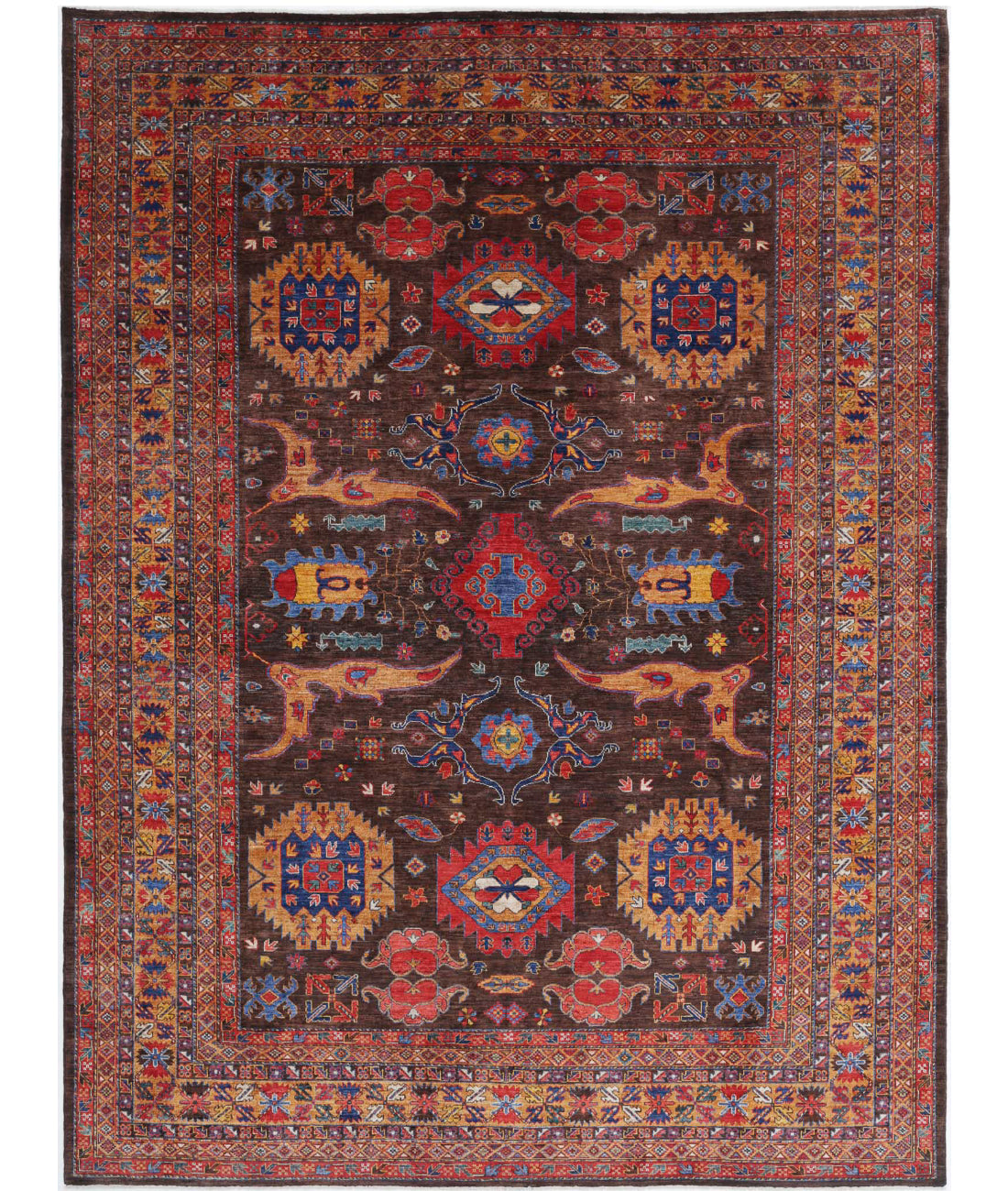 Hand Knotted Nomadic Caucasian Humna Wool Rug - 10'3'' x 13'7''