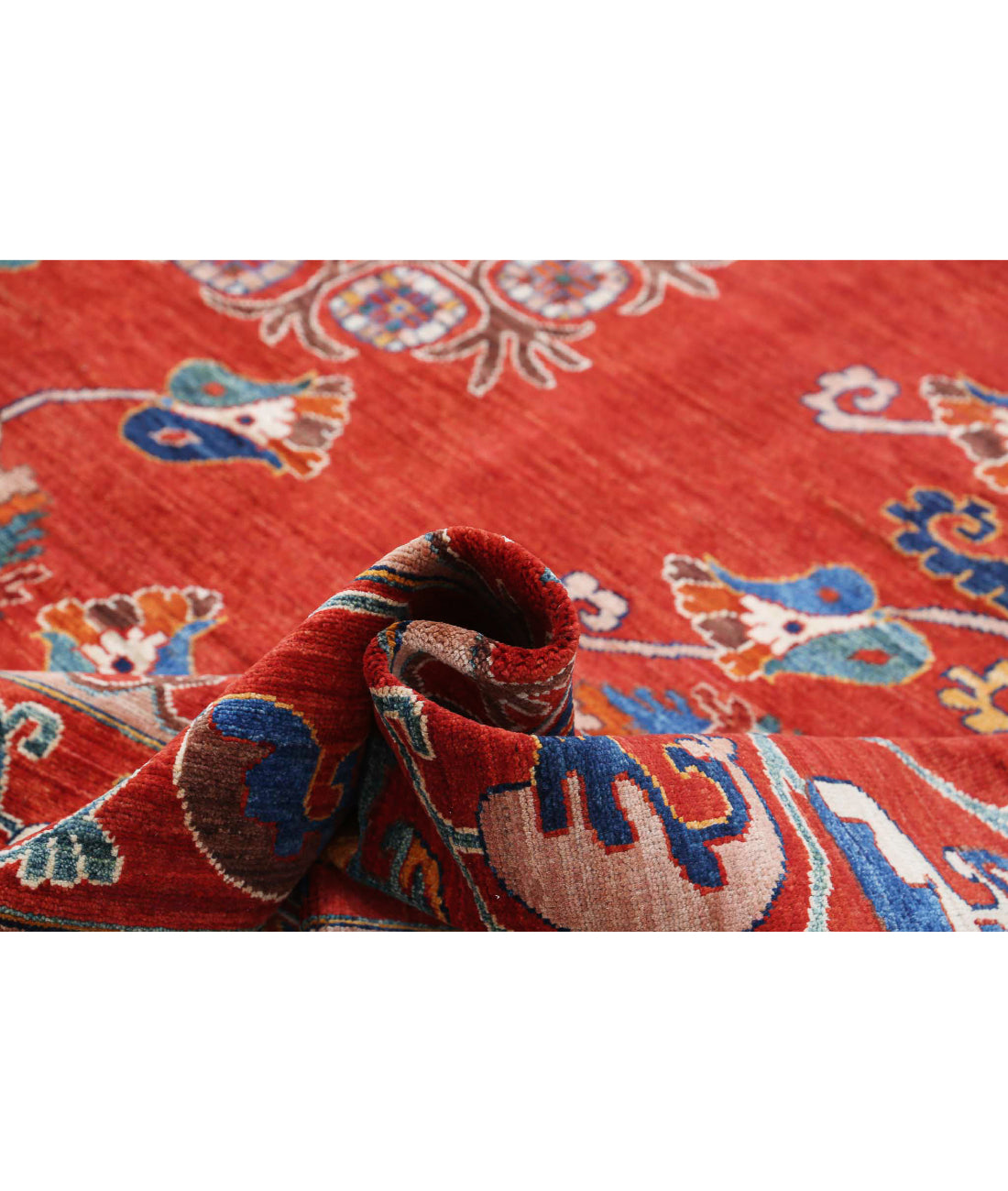 Hand Knotted Nomadic Caucasian Humna Wool Rug - 10'2'' x 13'7'' 10'2'' x 13'7'' (305 X 408) / Red / Blue