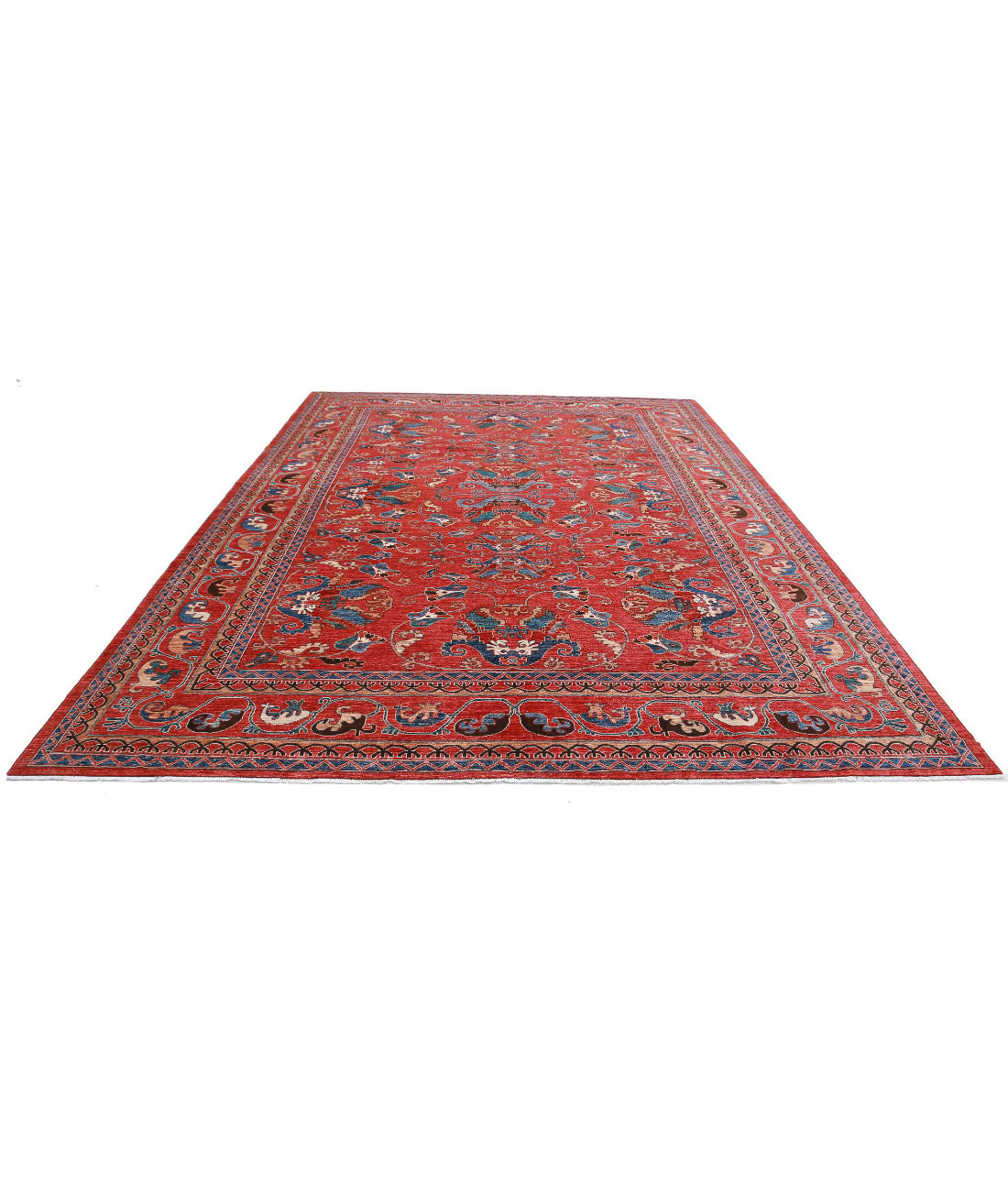 Hand Knotted Nomadic Caucasian Humna Wool Rug - 10'3'' x 14'0'' 10'3'' x 14'0'' (308 X 420) / Red / Taupe