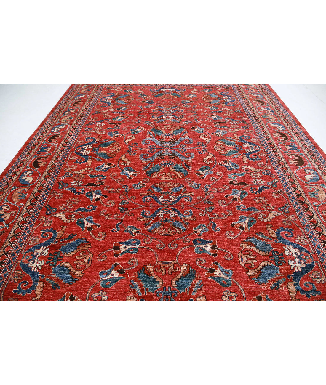 Hand Knotted Nomadic Caucasian Humna Wool Rug - 10'3'' x 14'0'' 10'3'' x 14'0'' (308 X 420) / Red / Taupe