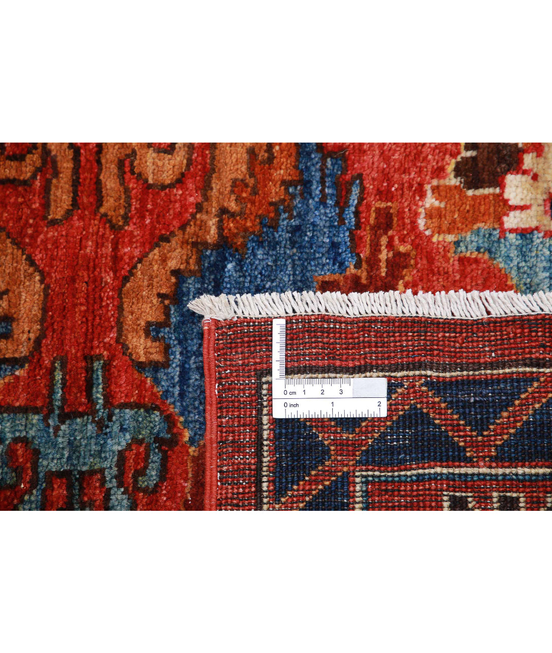 Hand Knotted Nomadic Caucasian Humna Wool Rug - 9'0'' x 11'9'' 9'0'' x 11'9'' (270 X 353) / Red / Blue