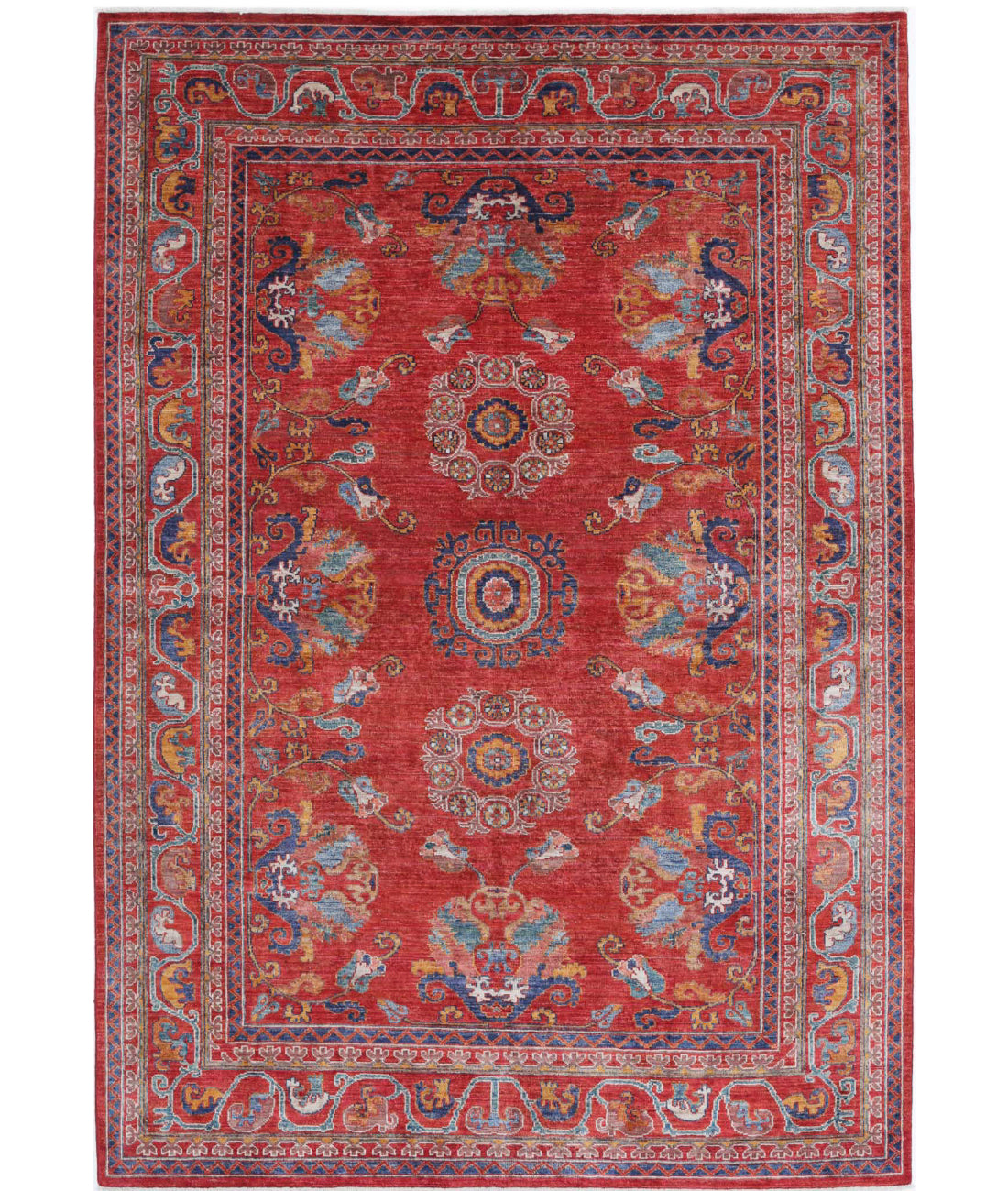 Hand Knotted Nomadic Caucasian Humna Wool Rug - 5&#39;11&#39;&#39; x 8&#39;10&#39;&#39; 5&#39;11&#39;&#39; x 8&#39;10&#39;&#39; (178 X 265) / Red / N/A