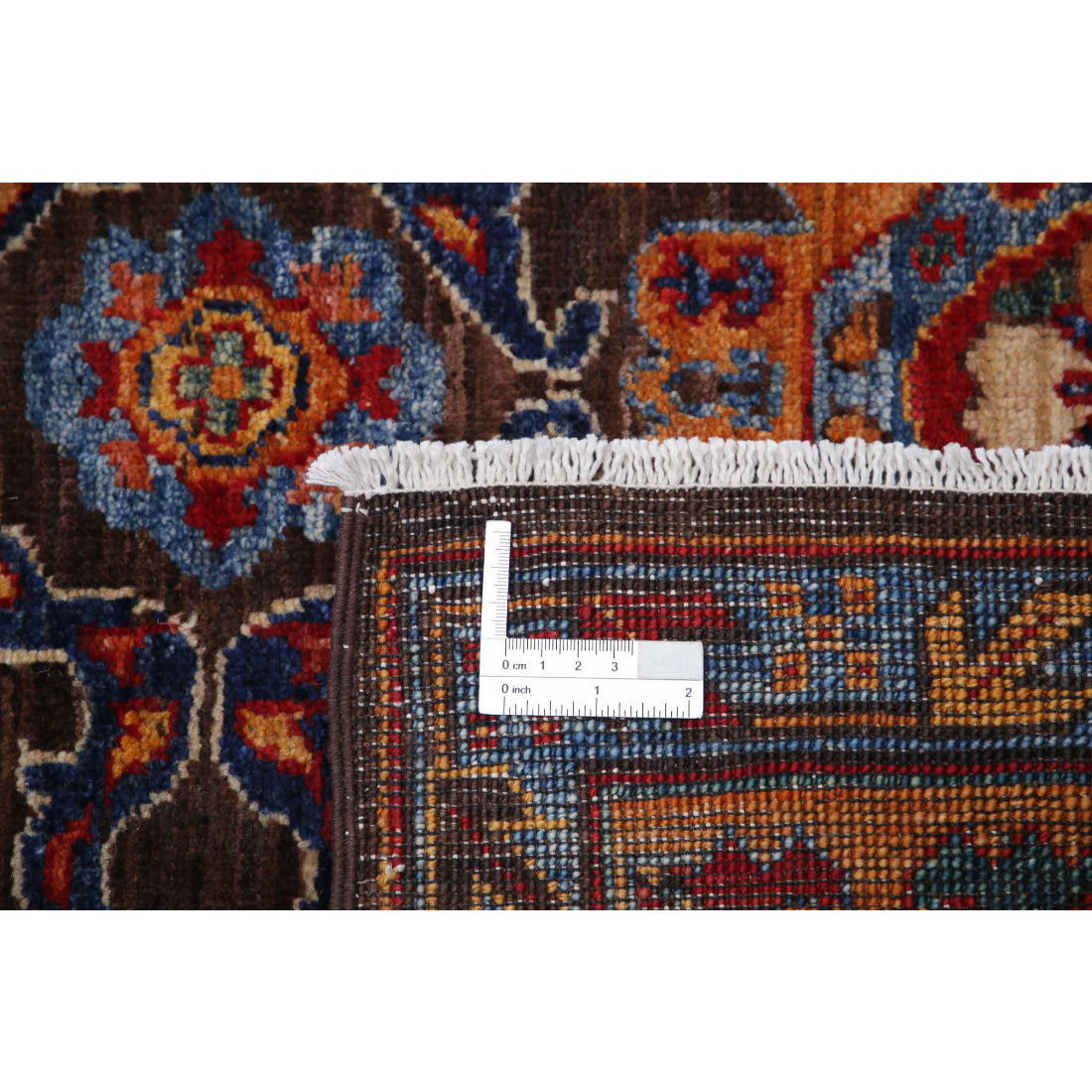 Alfombra de lana Humna caucásica nómada anudada a mano - 5'0'' x 6'10''