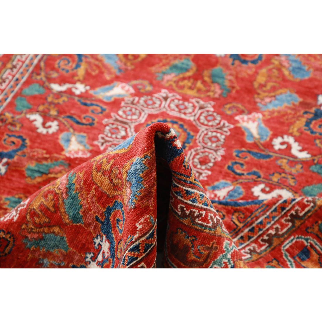Alfombra de lana Humna caucásica nómada anudada a mano - 4'1'' x 5'10''