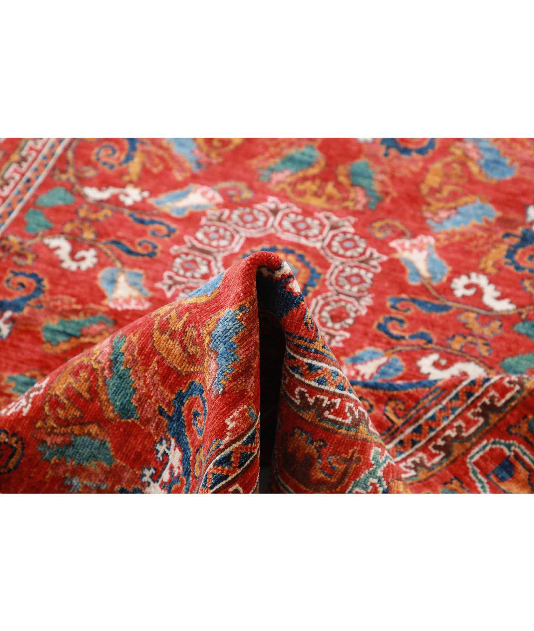 Alfombra de lana Humna caucásica nómada anudada a mano - 4'1'' x 5'10''