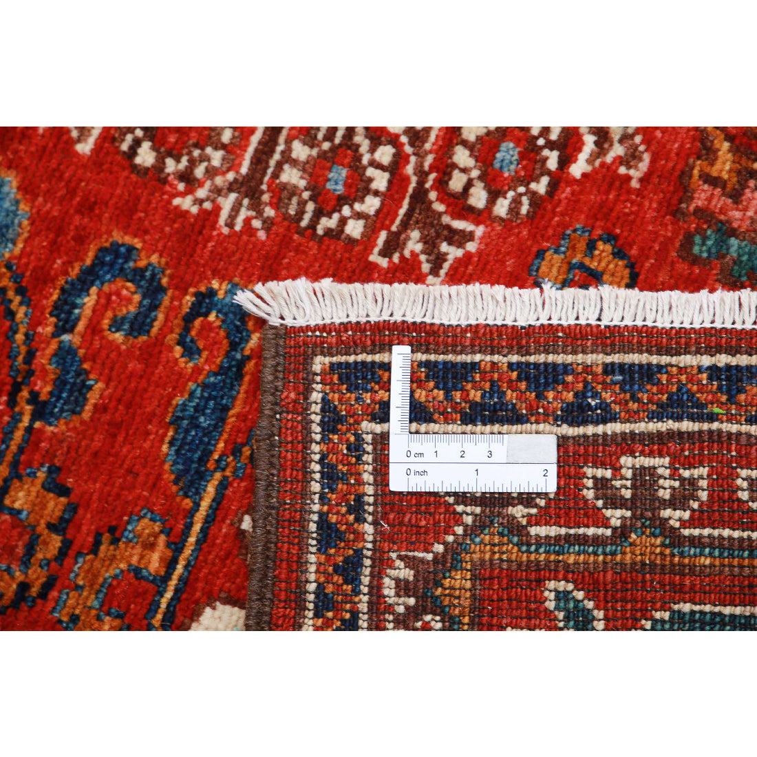 Alfombra de lana Humna caucásica nómada anudada a mano - 4'1'' x 5'10''