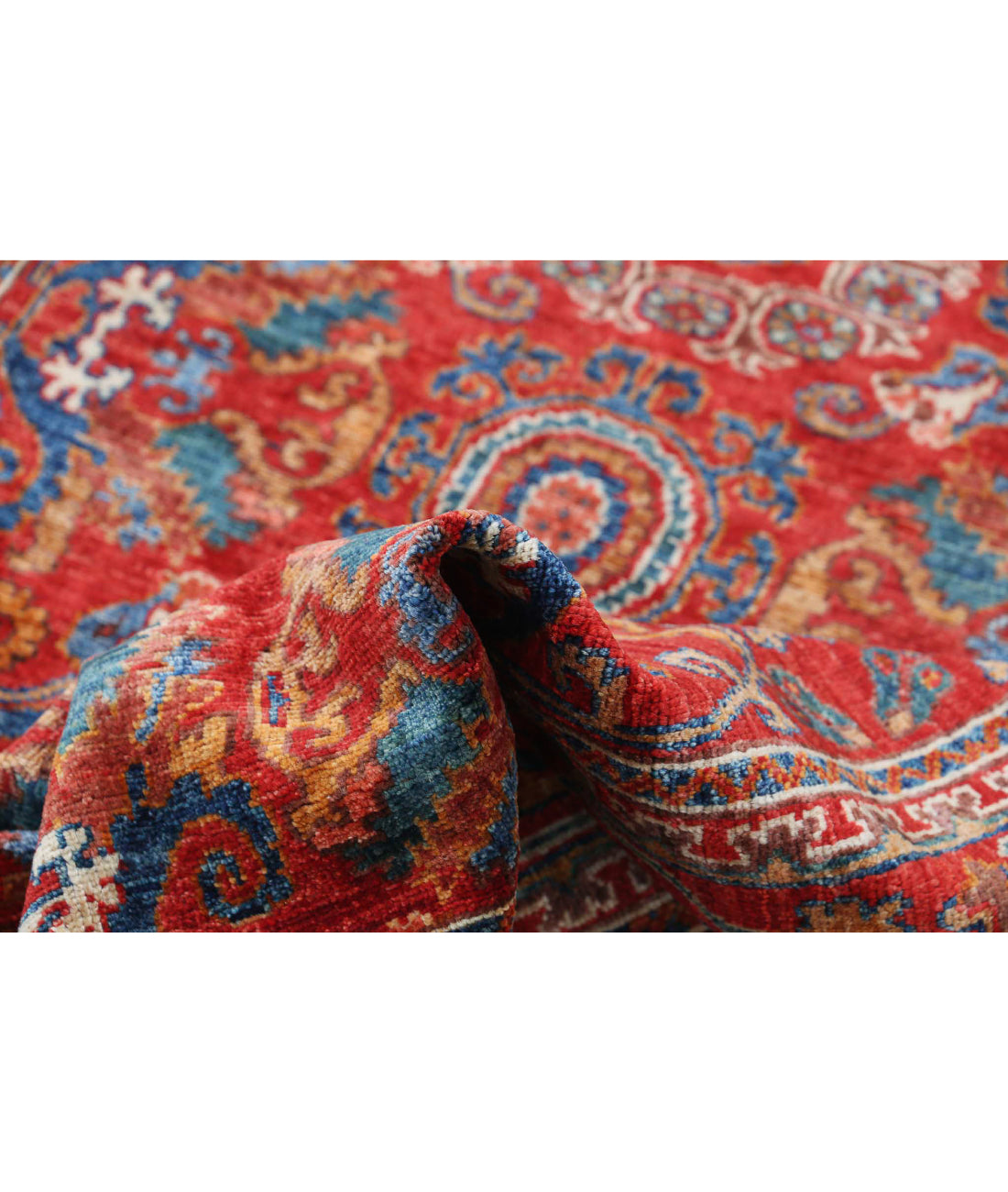 Alfombra de lana Humna caucásica nómada anudada a mano - 4'0'' x 6'1''