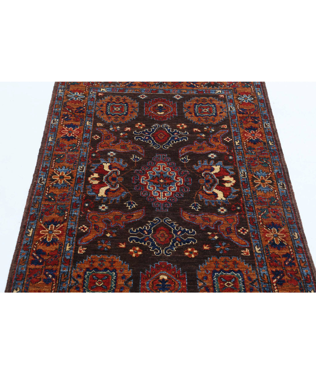 Hand Knotted Nomadic Caucasian Humna Wool Rug - 3'1'' x 4'10'' 3'1'' x 4'10'' (93 X 145) / Brown / Gold