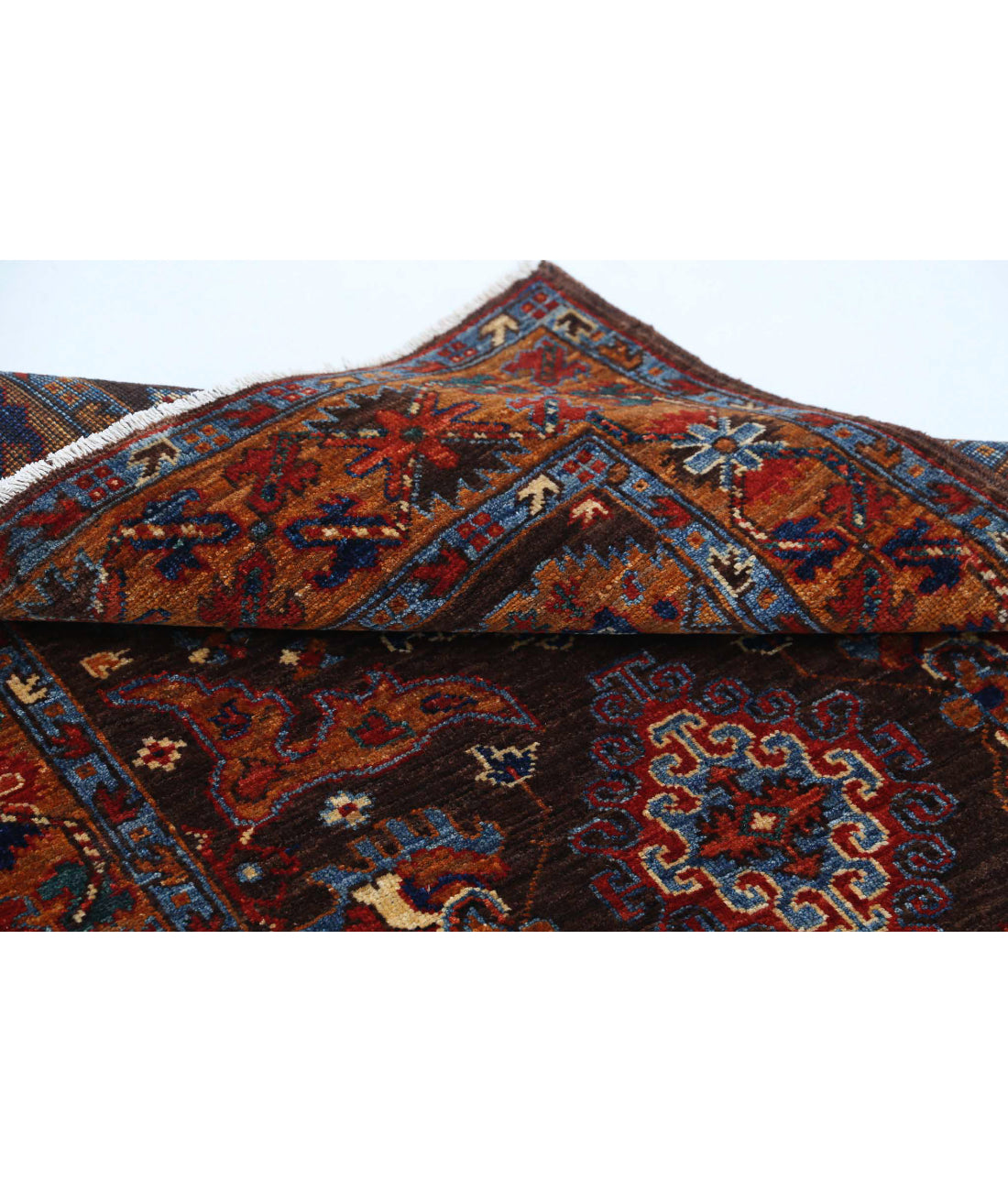 Hand Knotted Nomadic Caucasian Humna Wool Rug - 3'1'' x 4'10'' 3'1'' x 4'10'' (93 X 145) / Brown / Gold