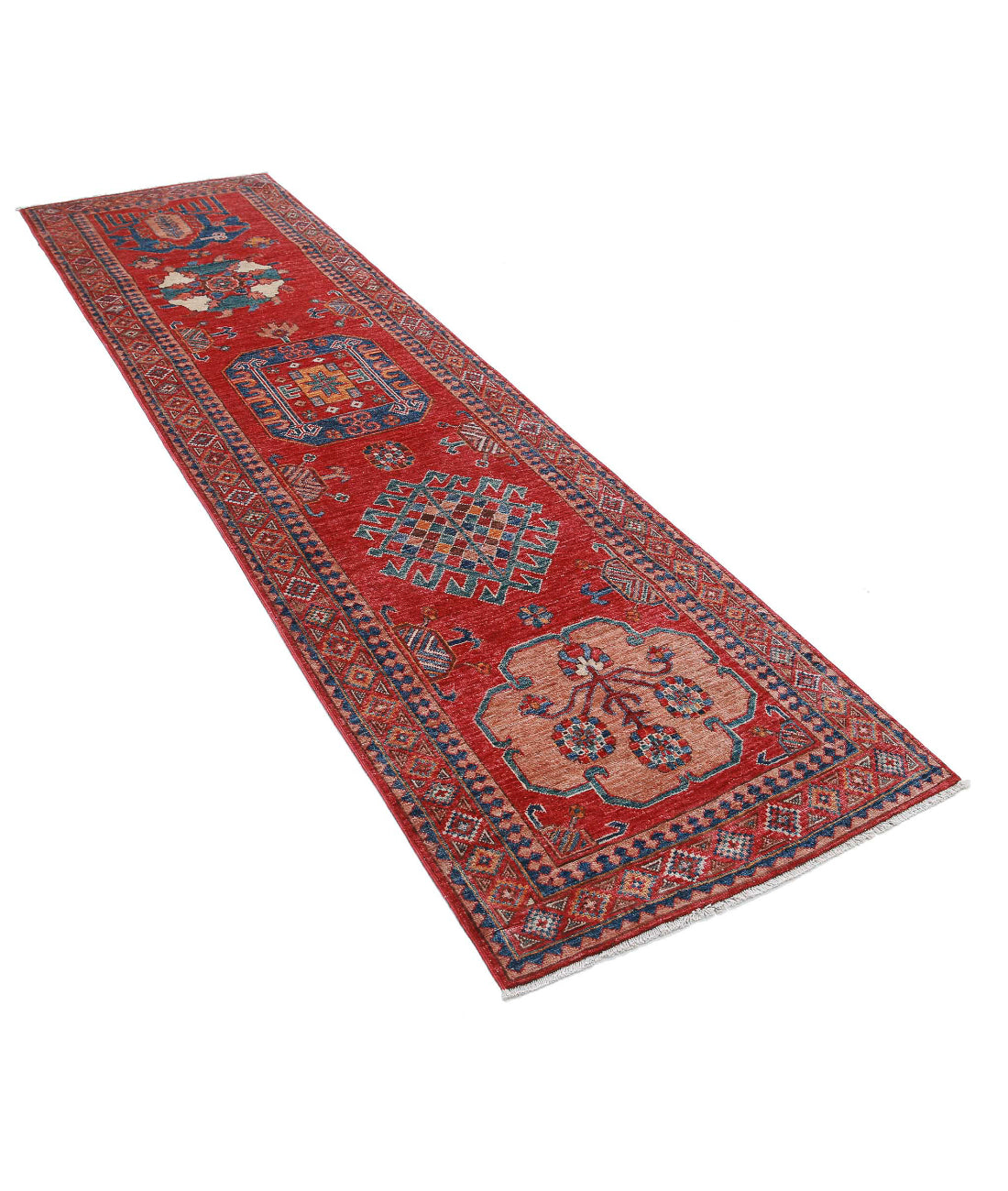 Alfombra de lana Humna caucásica nómada anudada a mano - 2'8'' x 9'11''