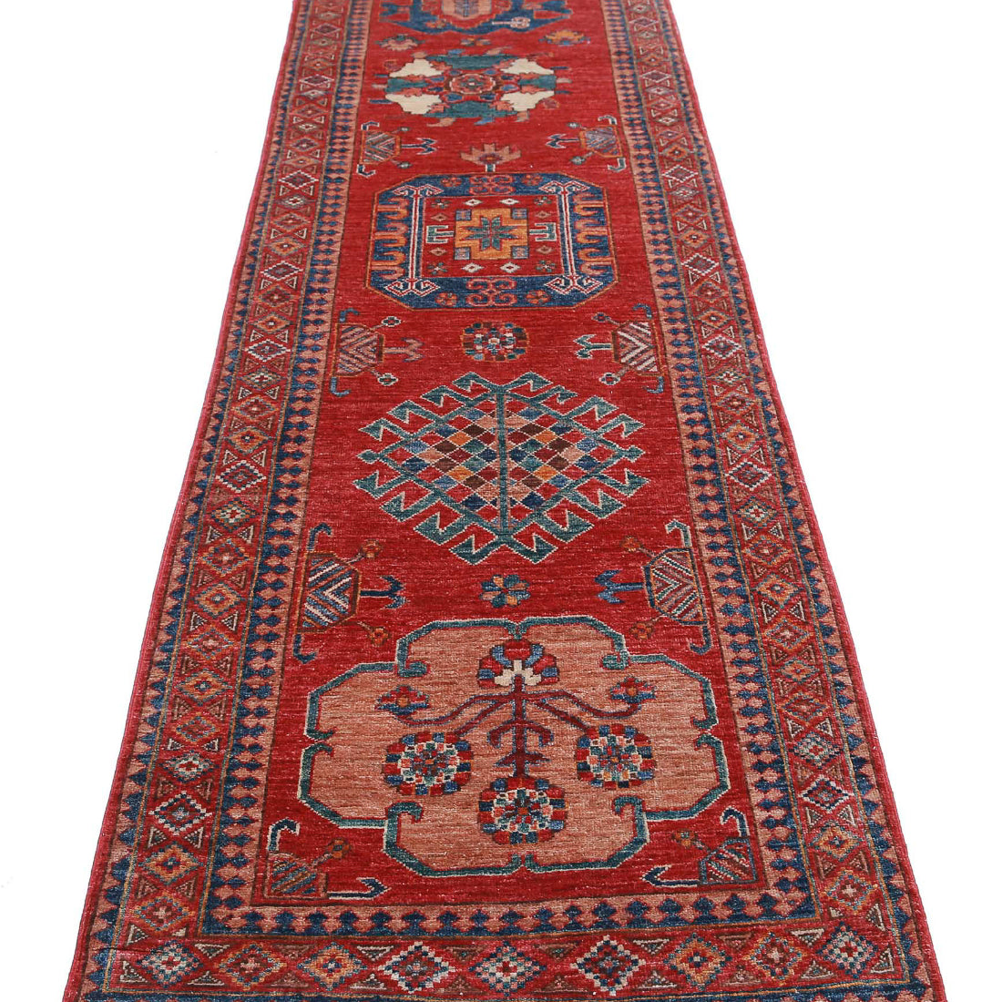 Alfombra de lana Humna caucásica nómada anudada a mano - 2'8'' x 9'11''