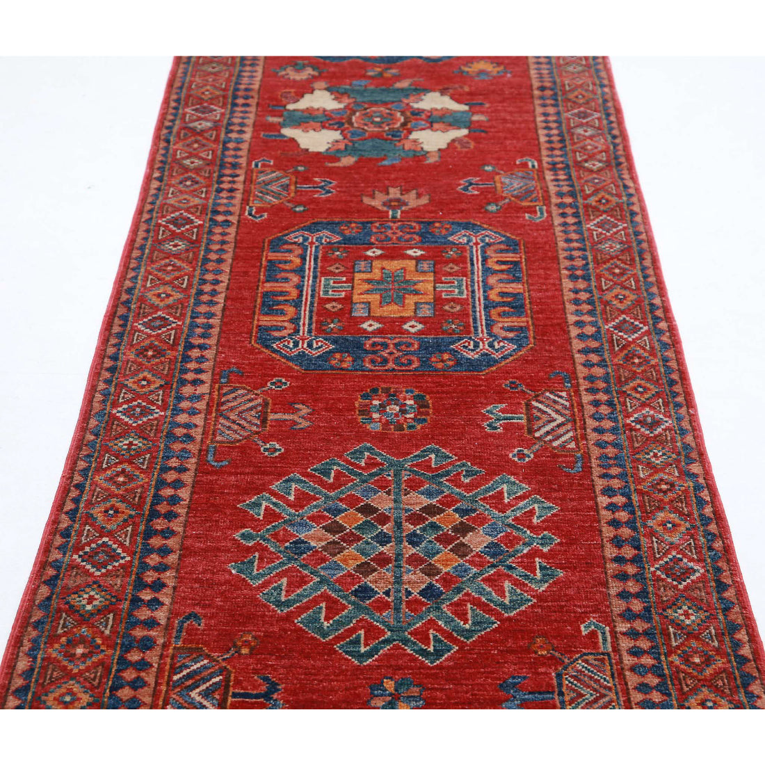 Alfombra de lana Humna caucásica nómada anudada a mano - 2'8'' x 9'11''