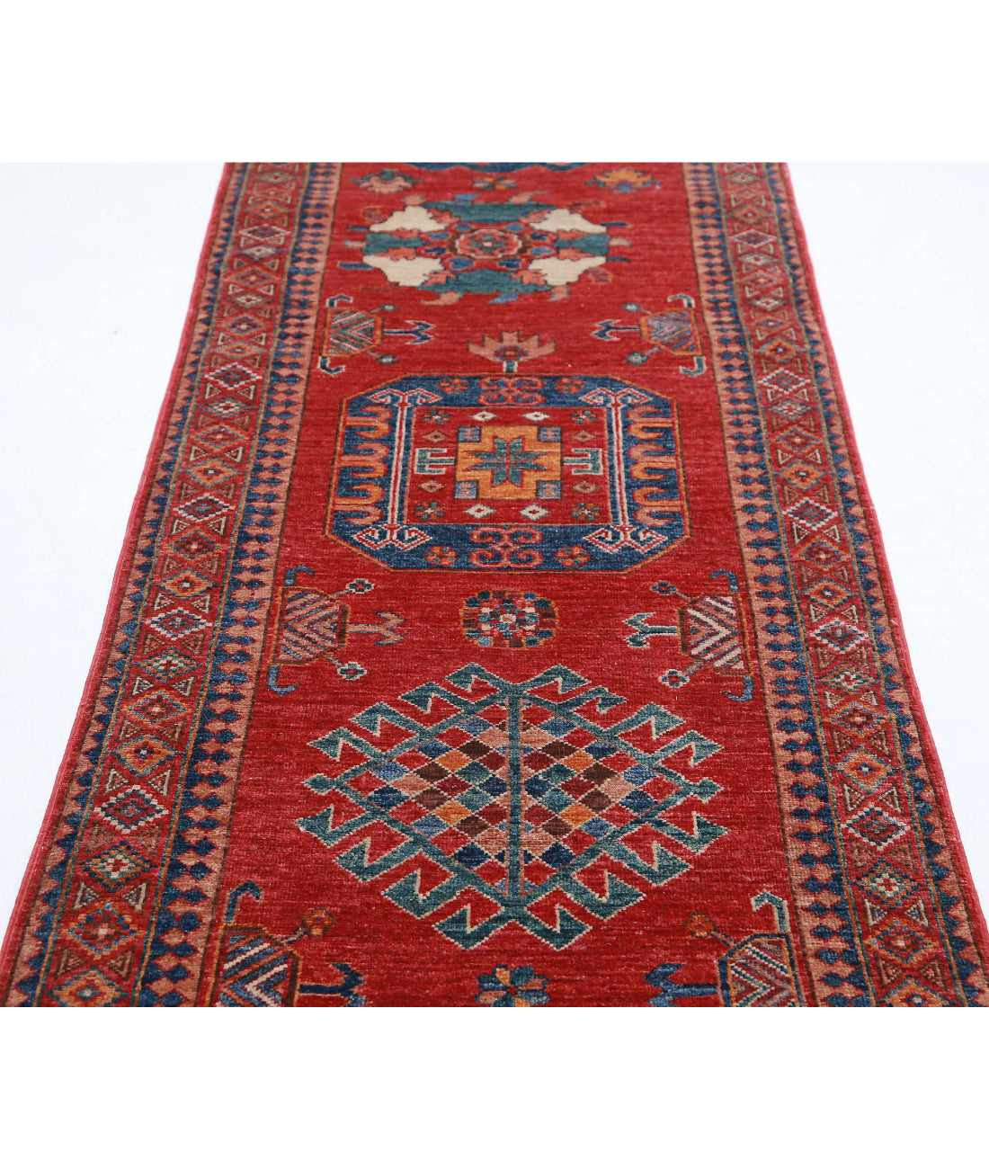 Alfombra de lana Humna caucásica nómada anudada a mano - 2'8'' x 9'11''